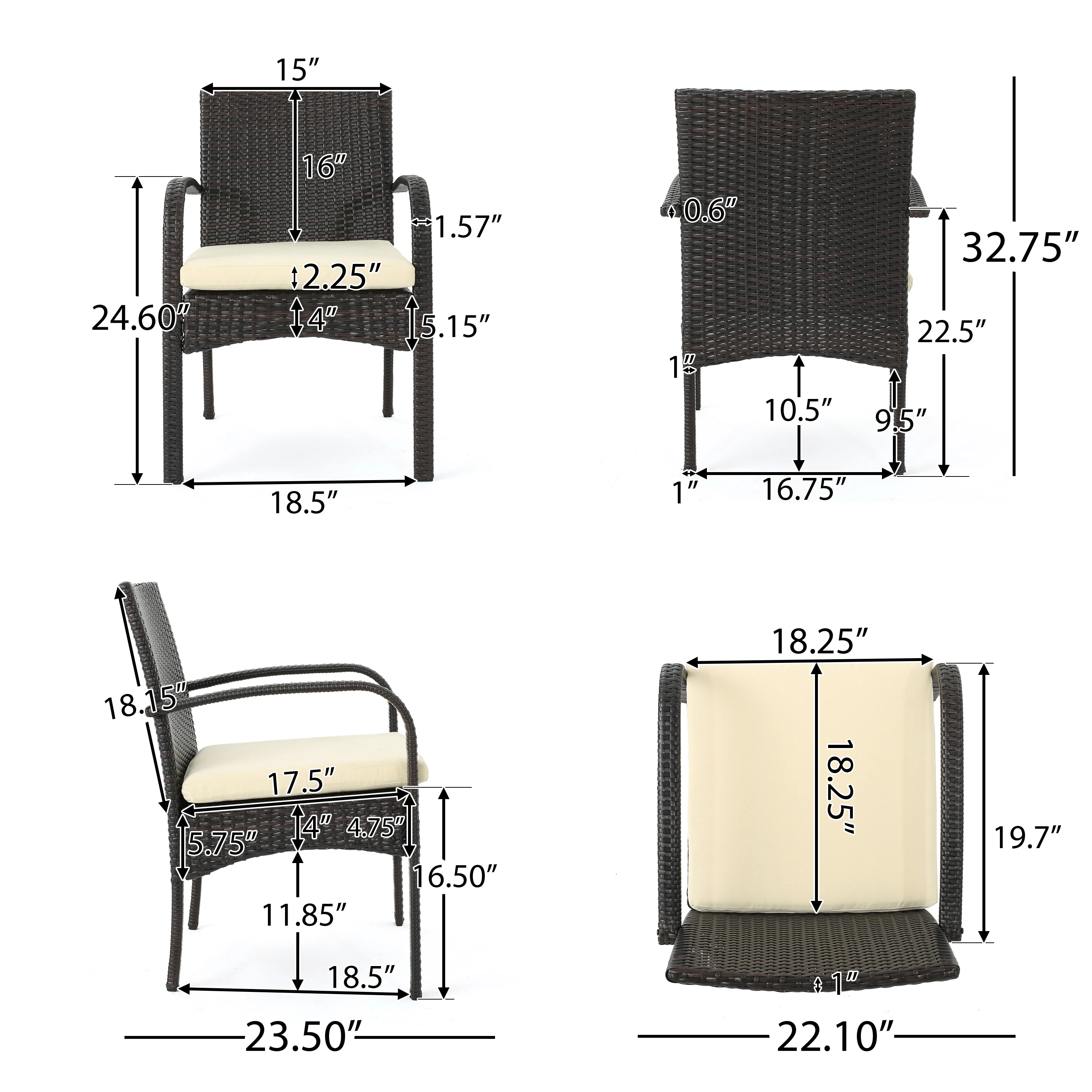 Carmela Outdoor Multibrown PE Wicker Dining Chairs (Set of 2) - furnishings