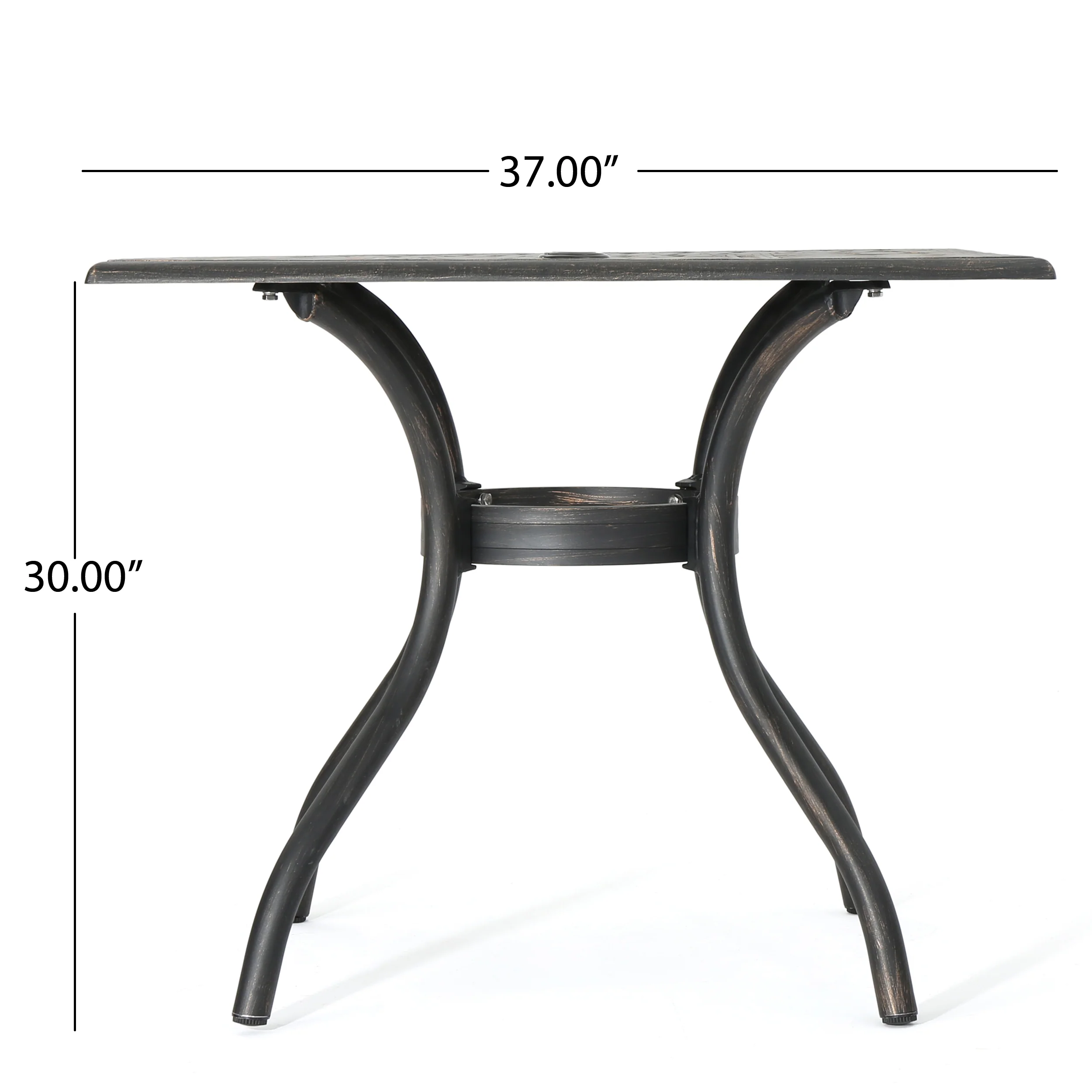 Carlton Outdoor Patina Copper Cast Aluminum Square Dining Table - furnishings