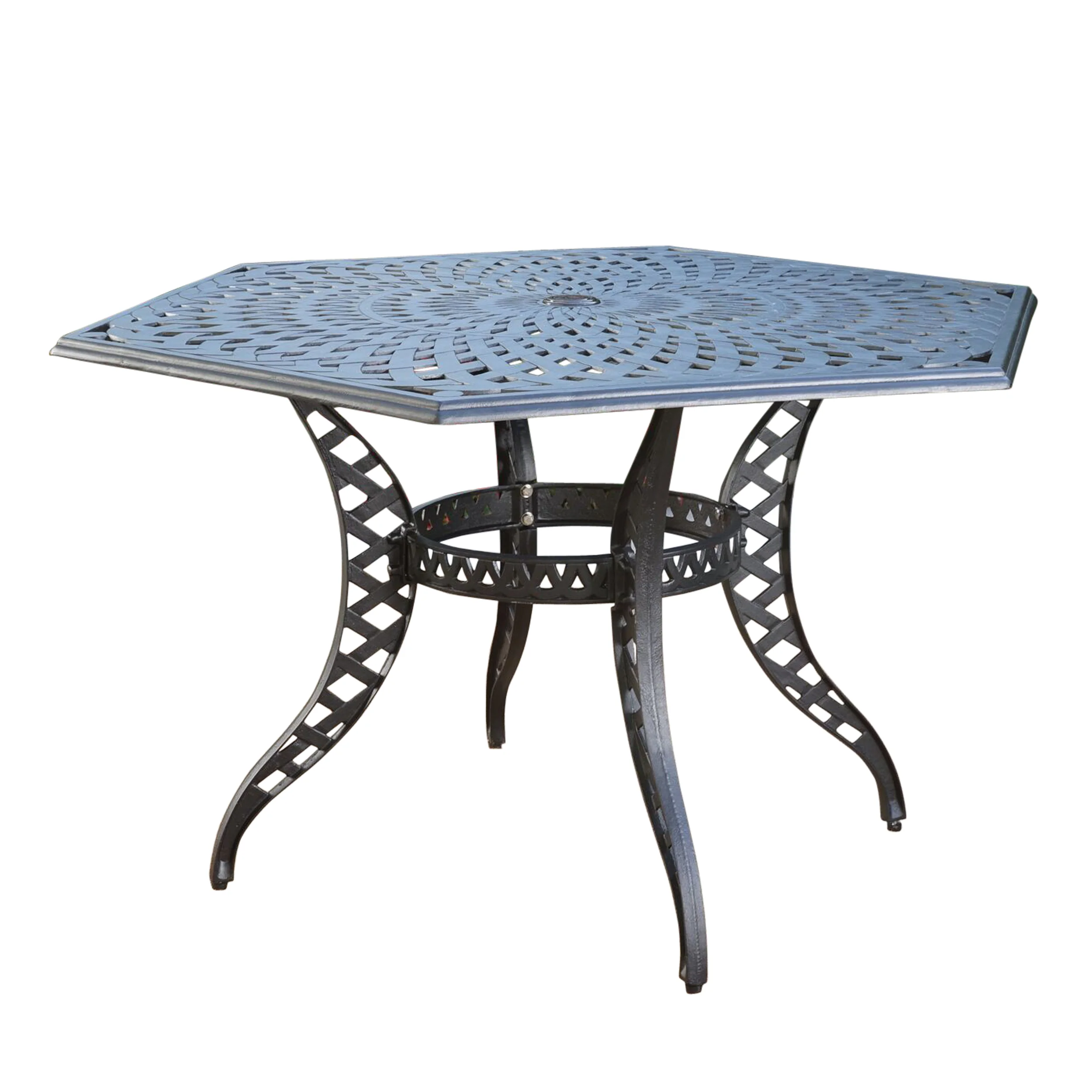 Hammond Outdoor Black Sand Cast Aluminum Hexagon Table - furnishings
