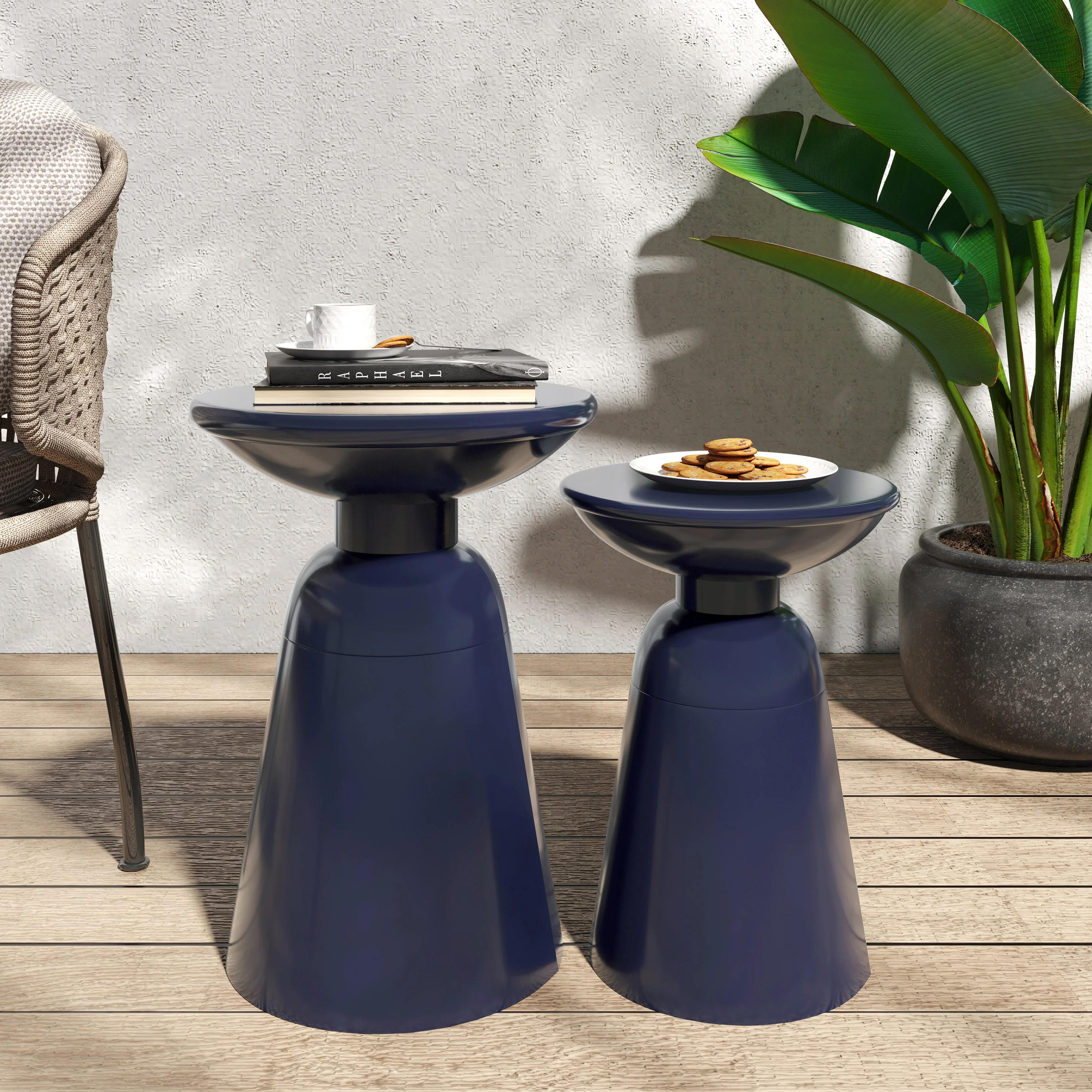 Soto Outdoor Metal Side Tables, Set of 2 - furnishings