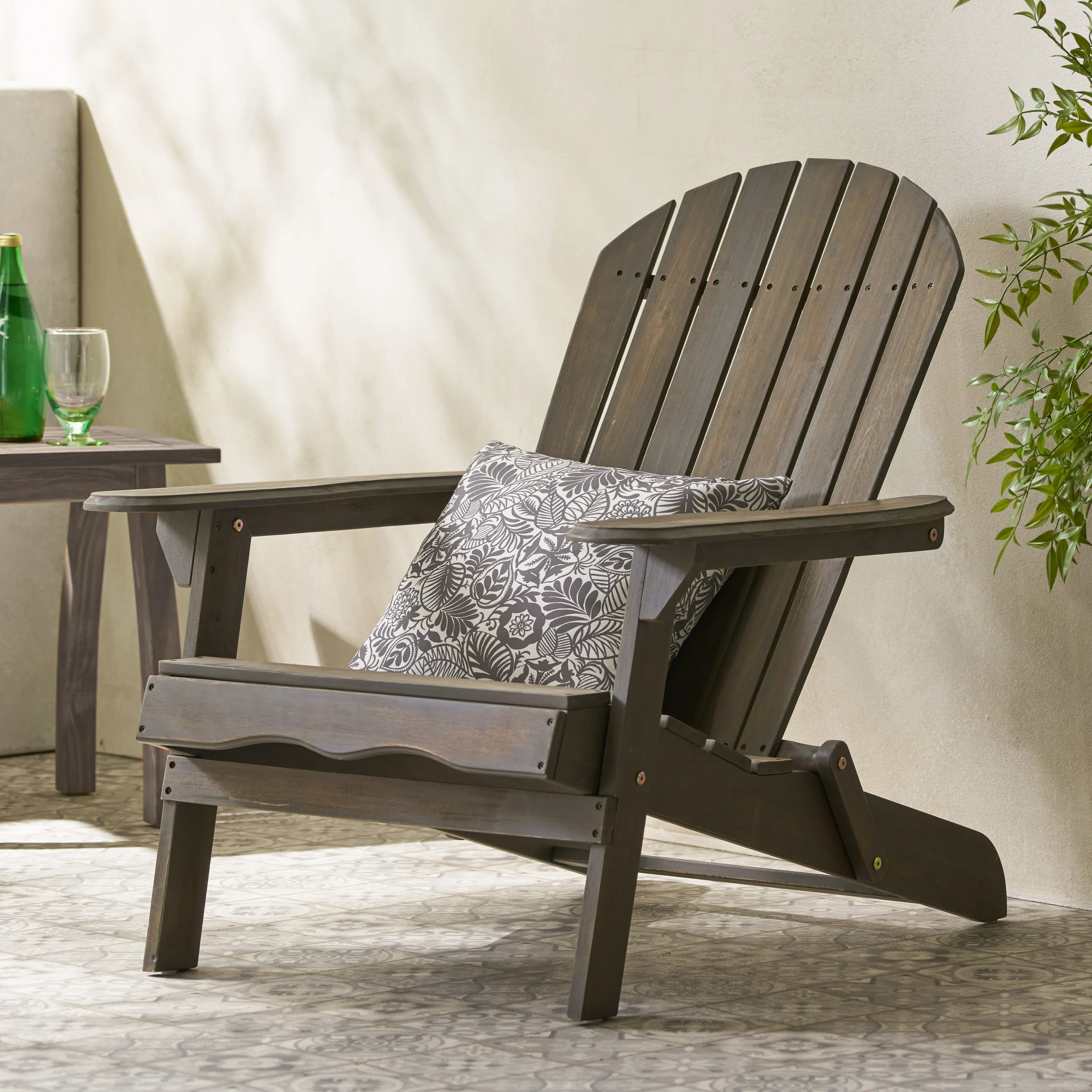 Milan Outdoor Acacia Wood Folding Adirondack Chair - furnishings