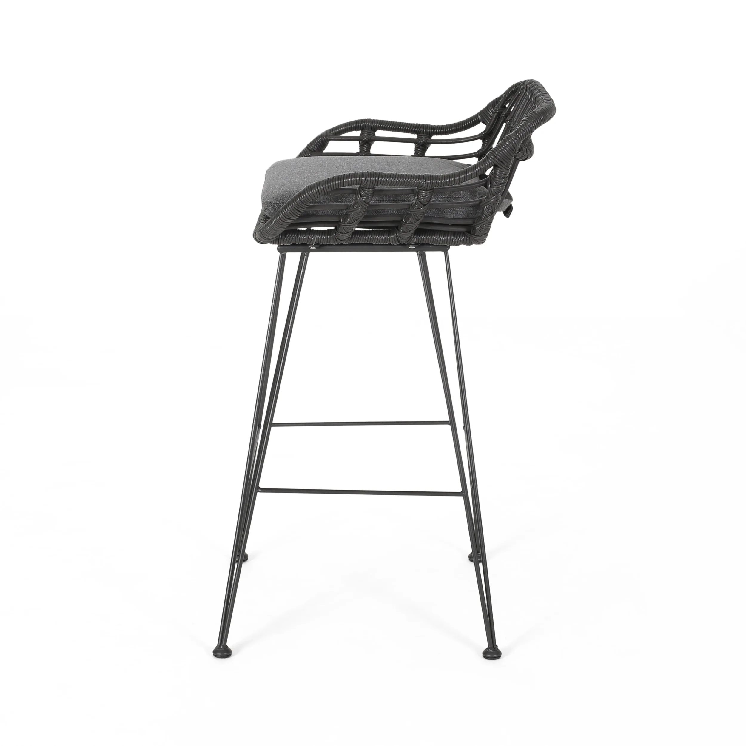 Lisa Outdoor Wicker Barstools with Cushions (Set of 2) - furnishings