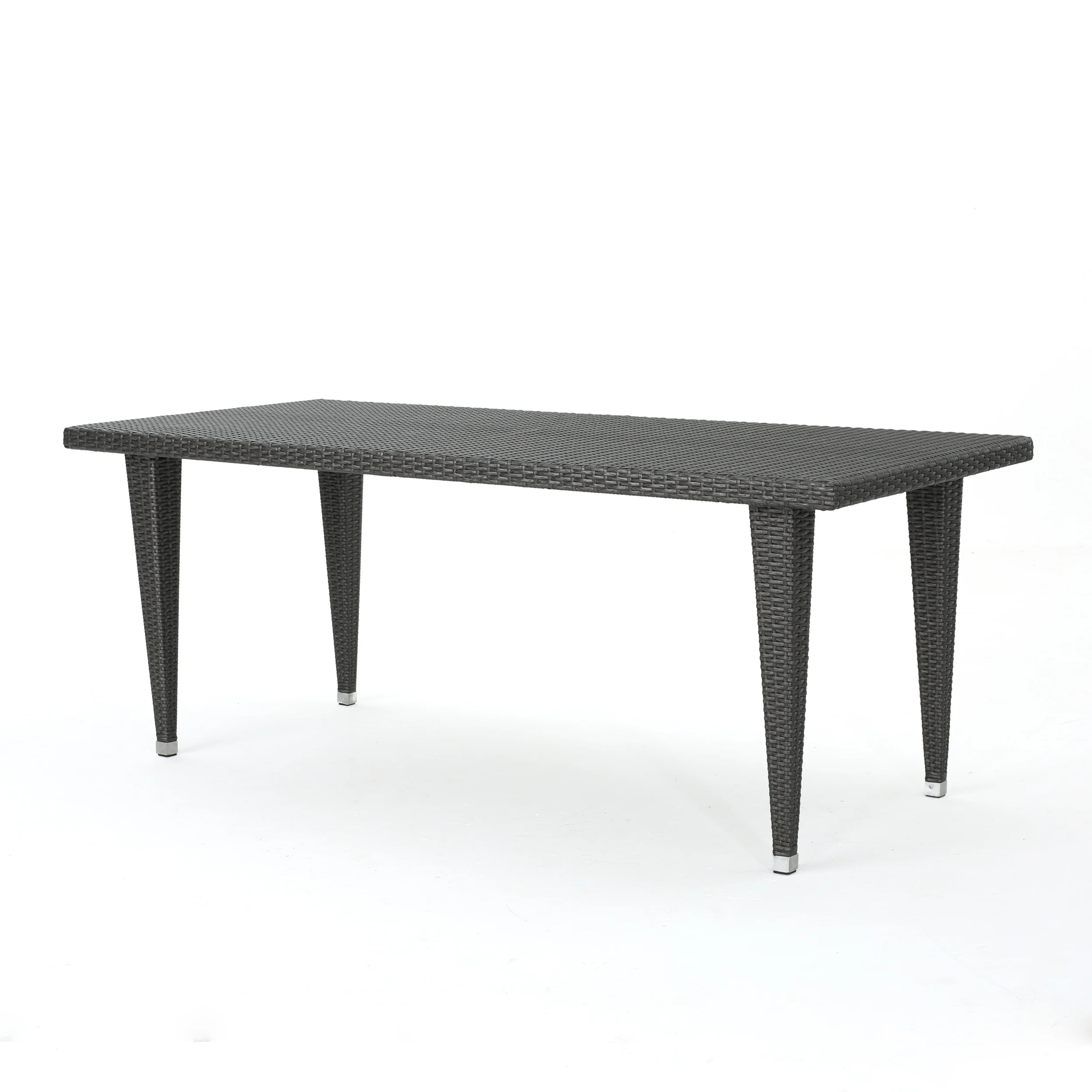 Domina Outdoor 73.5-inch Gray Wicker Rectangular Dining Table - furnishings