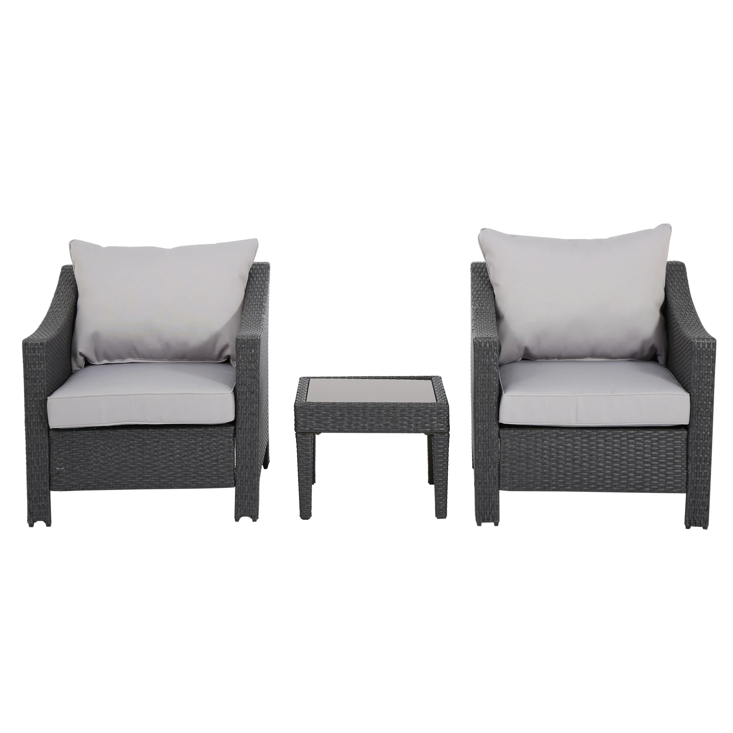 Antibes Outdoor 3pc Grey Polyethylene Chat Set - furnishings