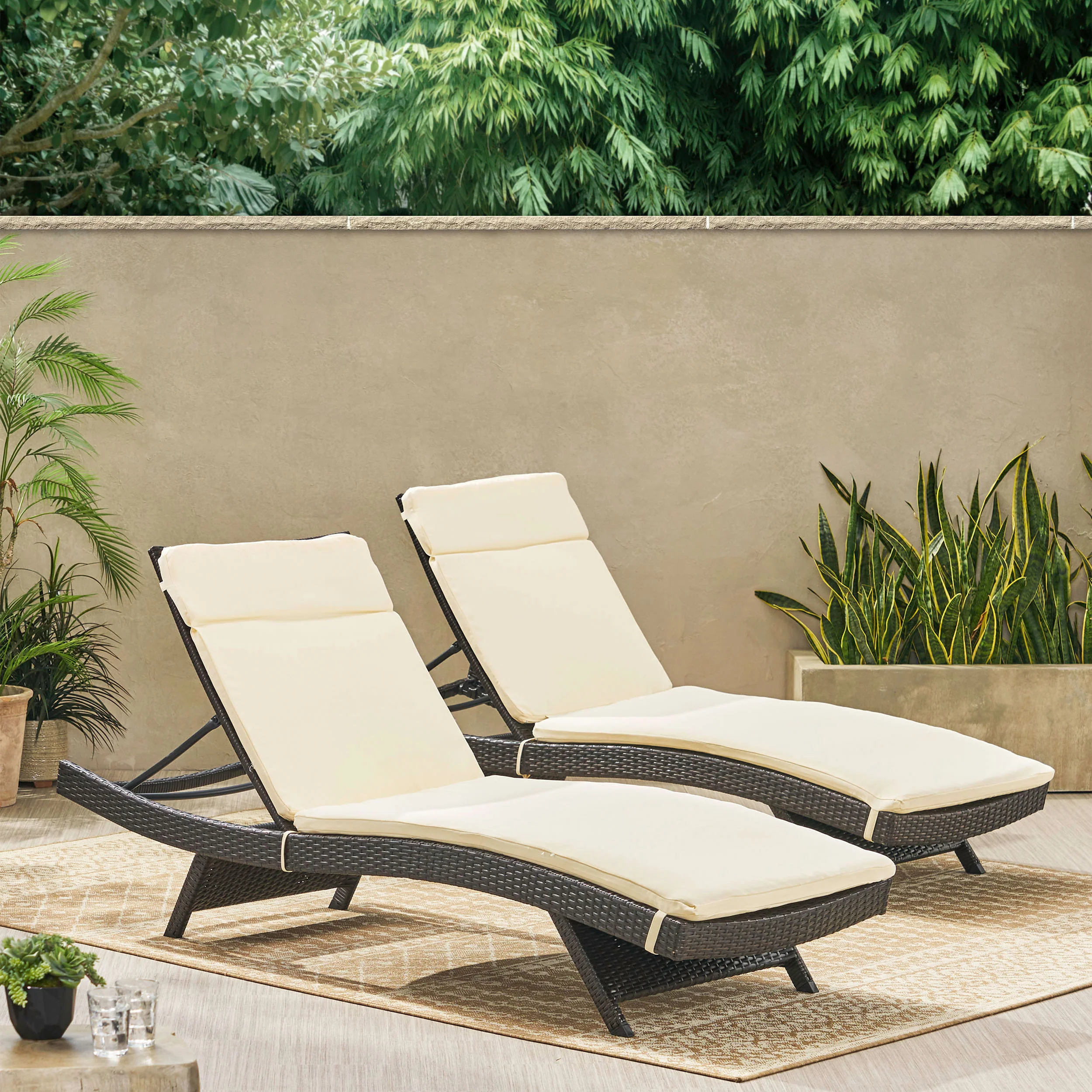 Lakeport Outdoor Adjustable Chaise Lounge Chairs w/ Cushions (set of 2) - furnishings