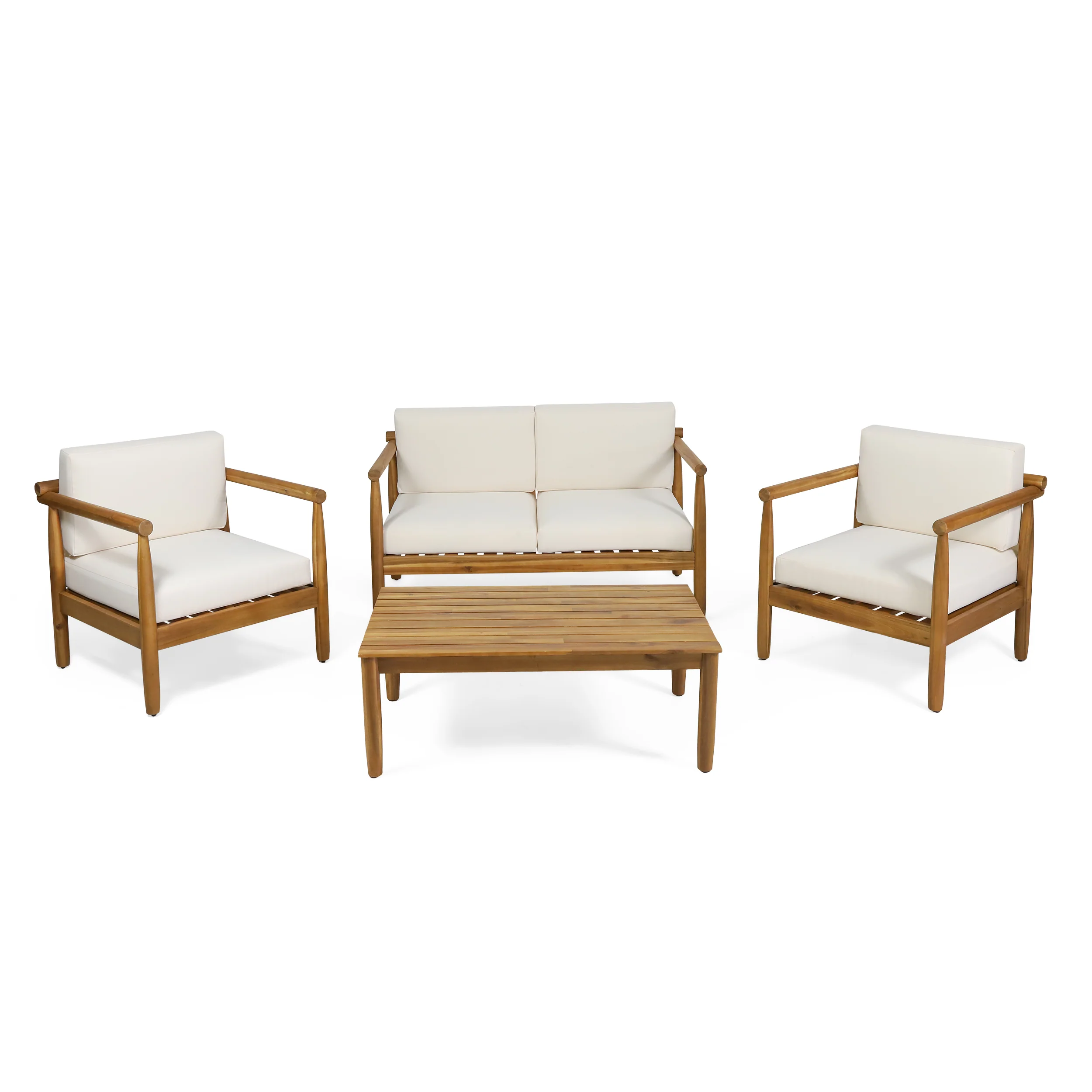 Benewah Outdoor Acacia Wood 4 Seater Chat Set - furnishings