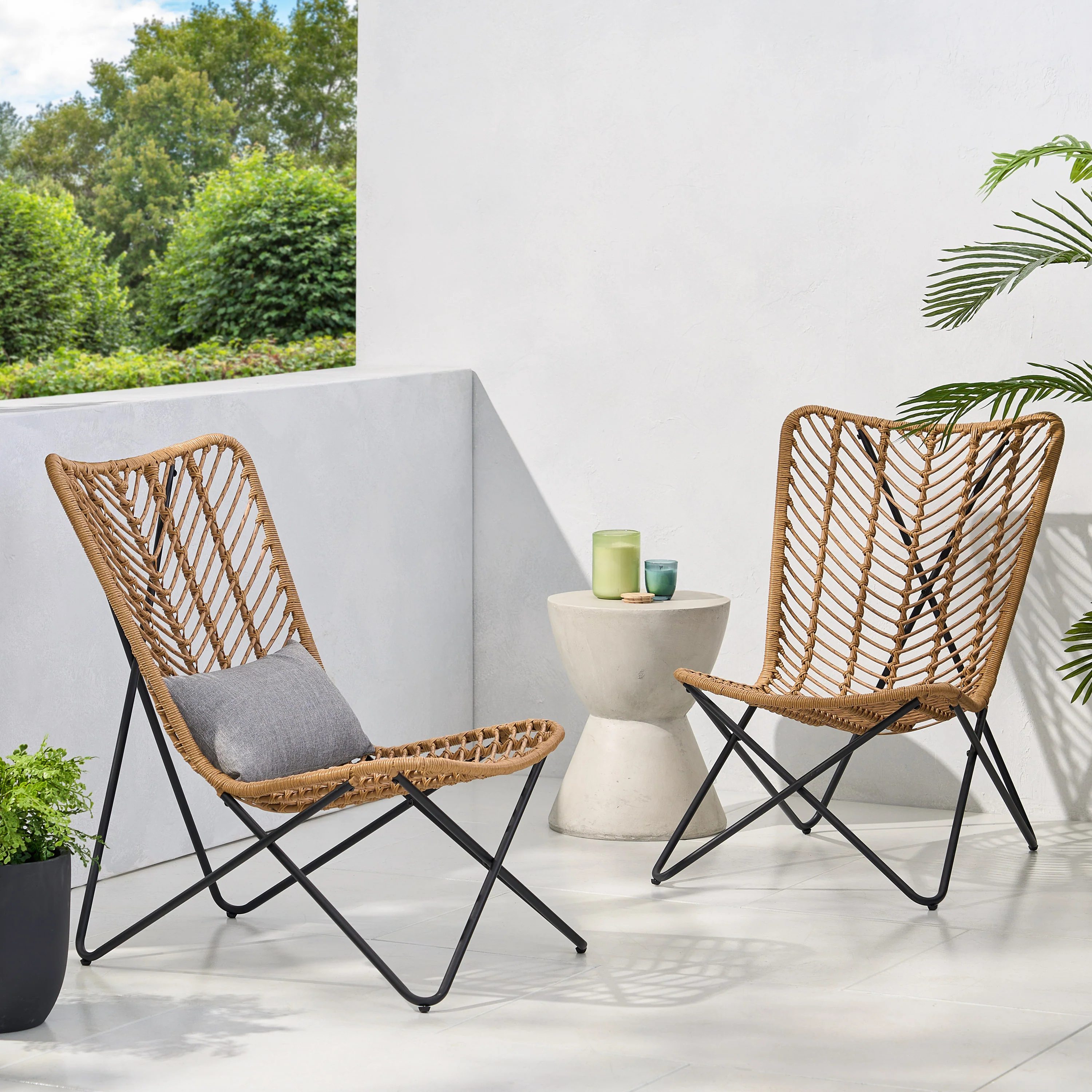 Juan Outdoor Wicker Accent Chairs, Set of 2 - furnishings