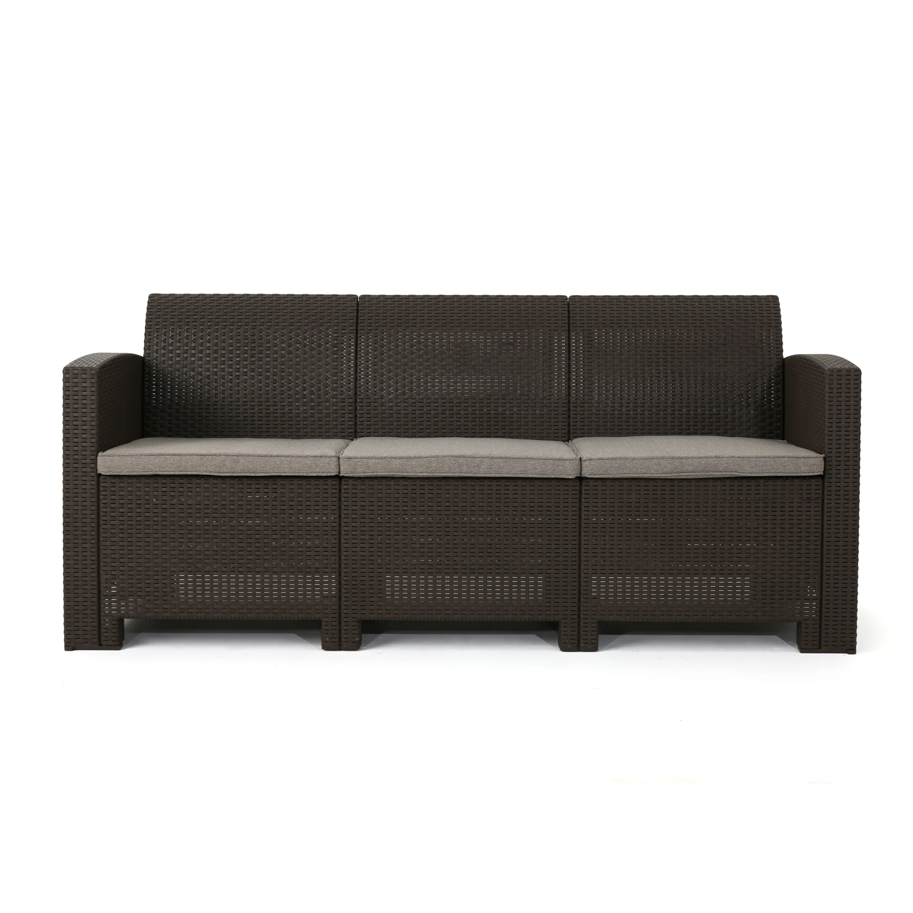 St. Pete Outdoor 3 Seat Faux Wicker Rattan Style Sofa - furnishings