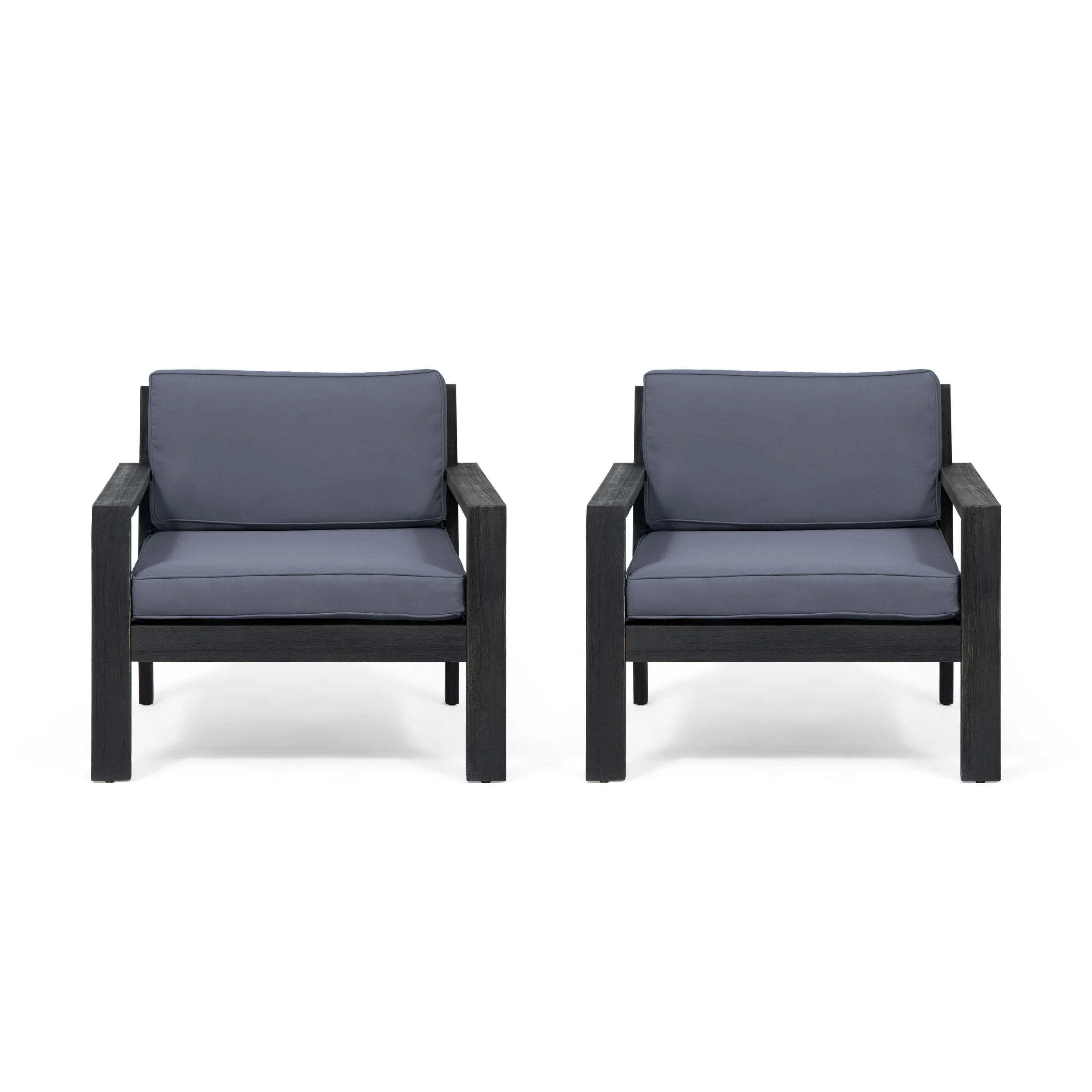 Susan Outdoor Acacia Wood Club Chairs with Cushions (Set of 2) - furnishings