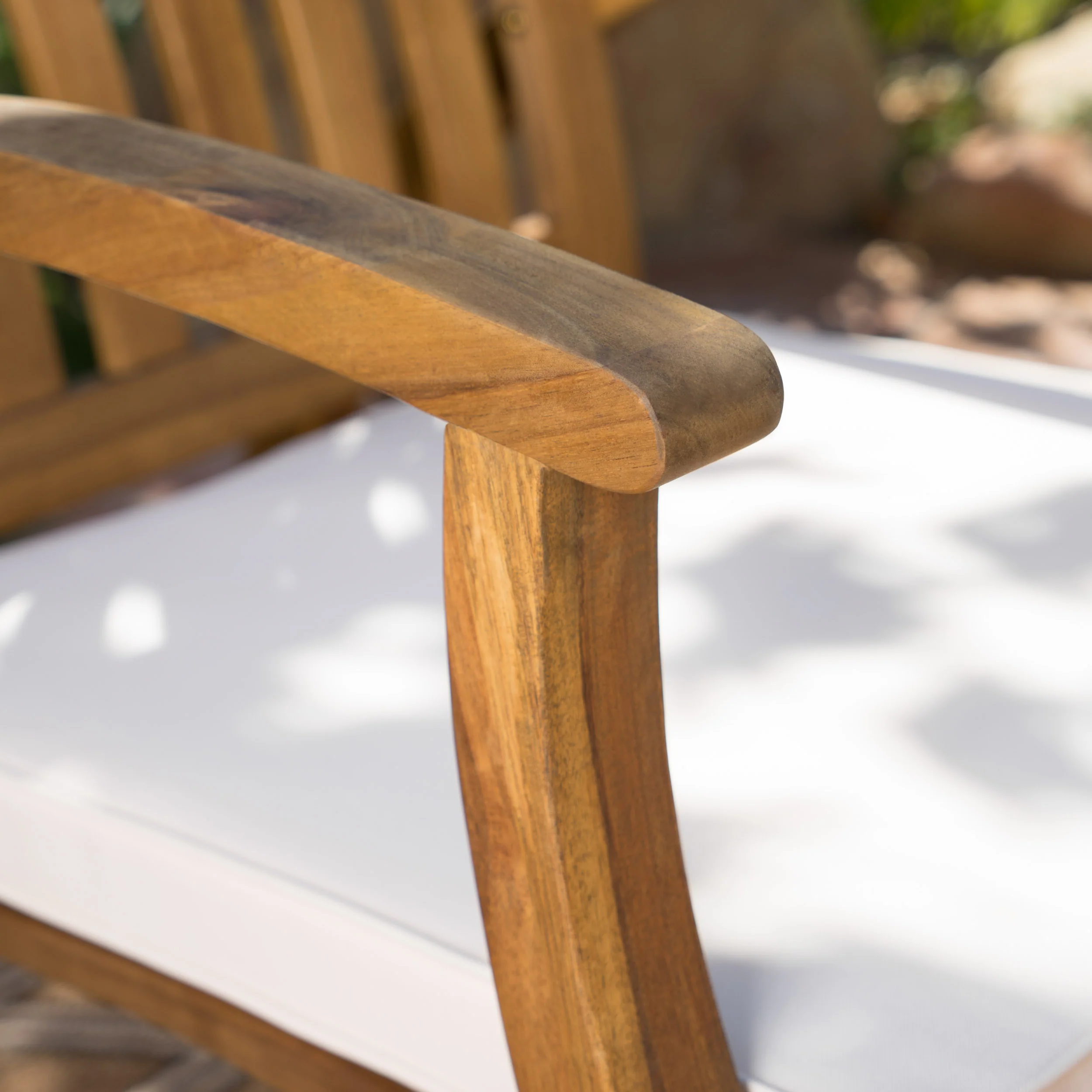 Cattan Outdoor Natural Stained Acacia Wood Rocking Chair Chat Set - furnishings