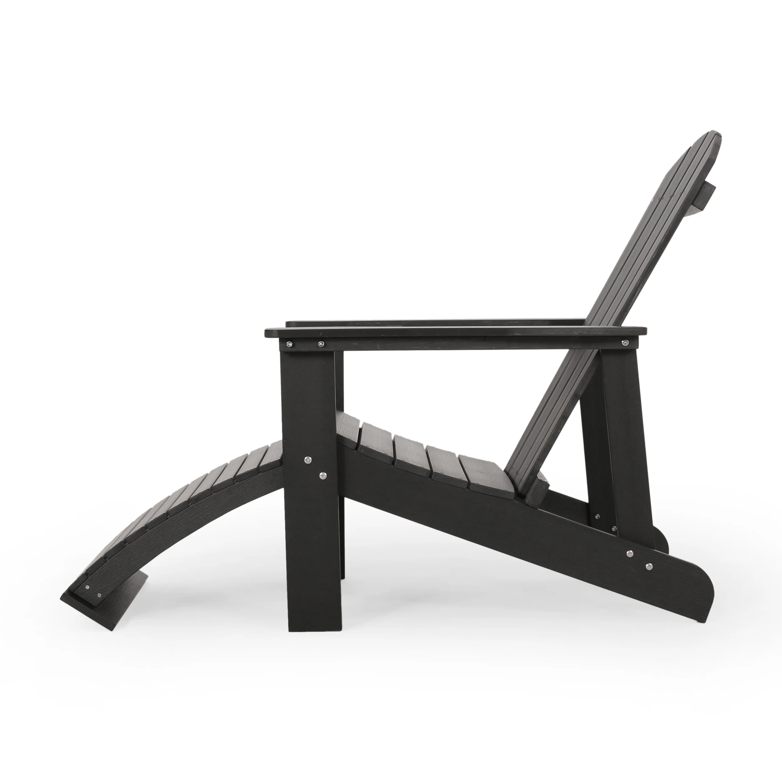 Ulises Outdoor Faux Wood Adirondack Chair with Retractable Ottoman - furnishings