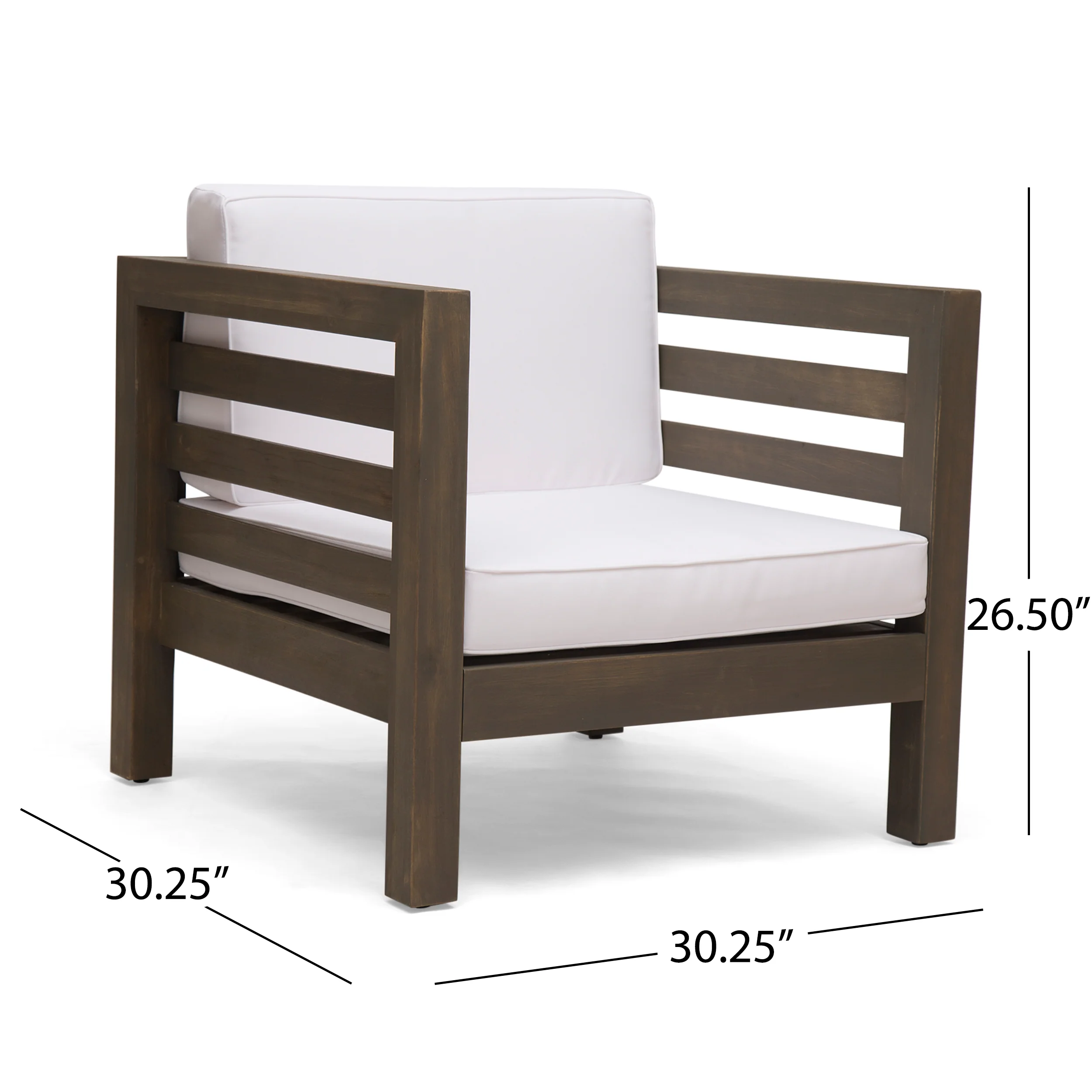Louise Outdoor Acacia Wood Club Chair with Cushion - furnishings