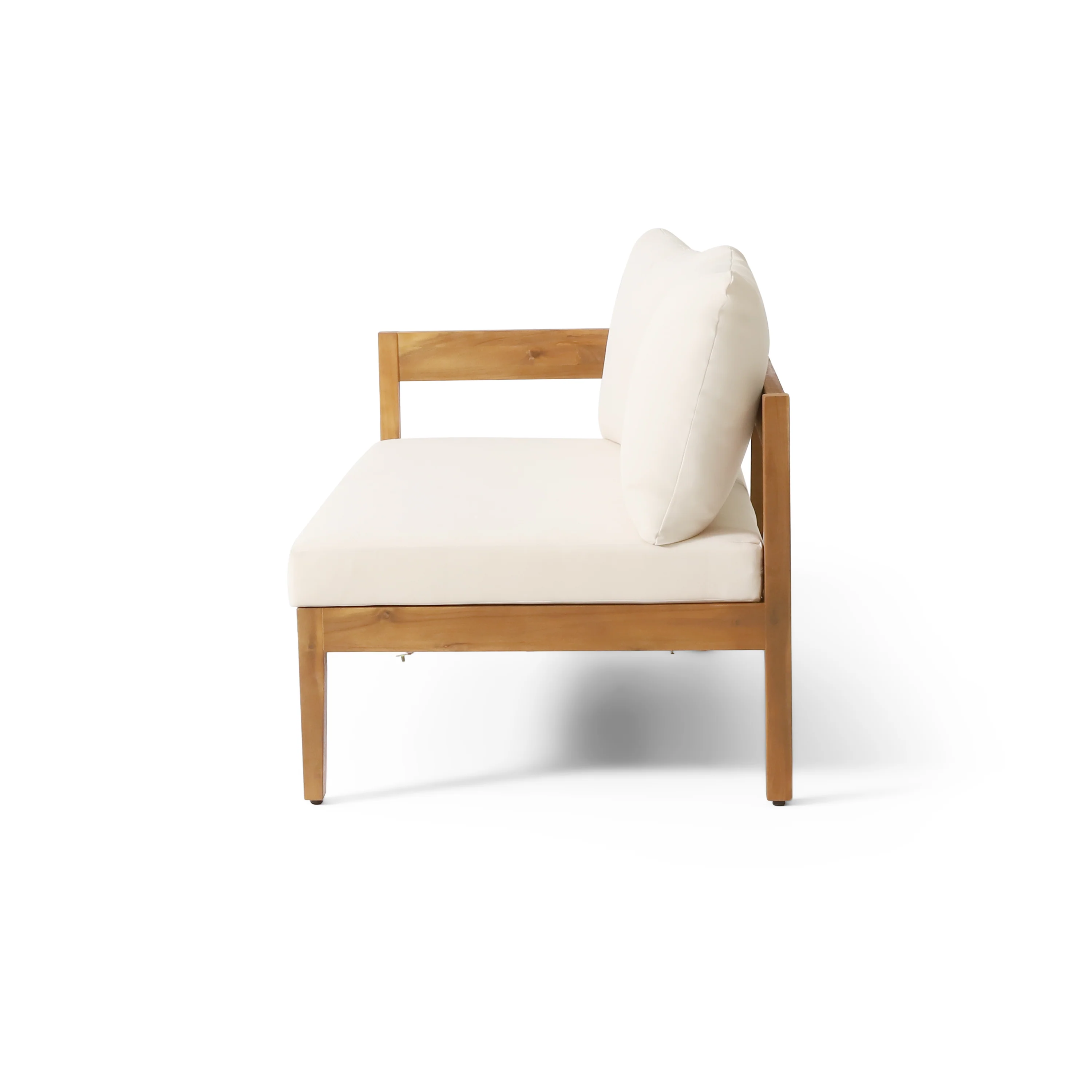 Brooklyn Outdoor Acacia Wood 5 Seater Sectional Sofa Chat Set with Cushions, Teak and Beige - furnishings