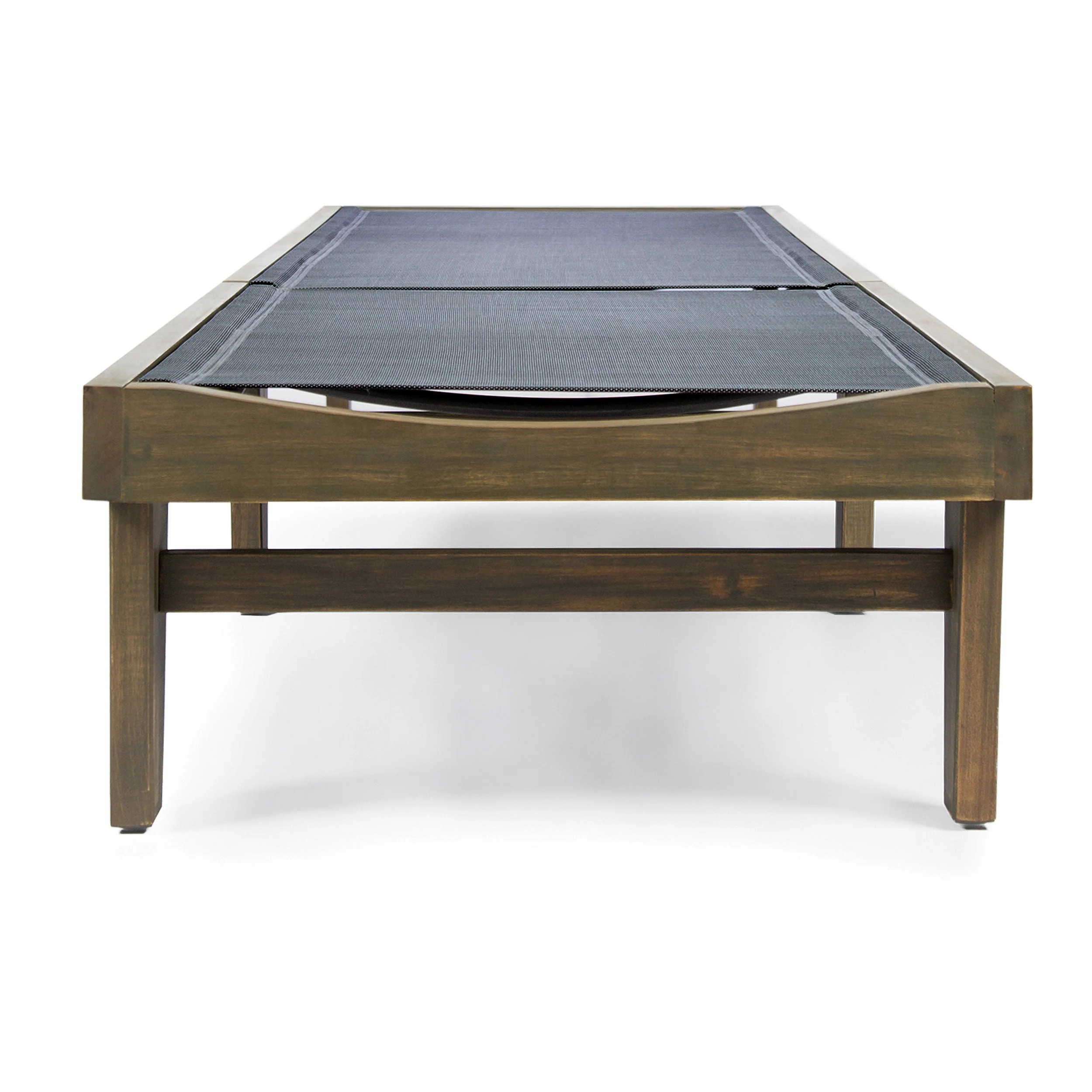 Della Outdoor Mesh Chaise Lounge with Acacia Wood Frame - furnishings