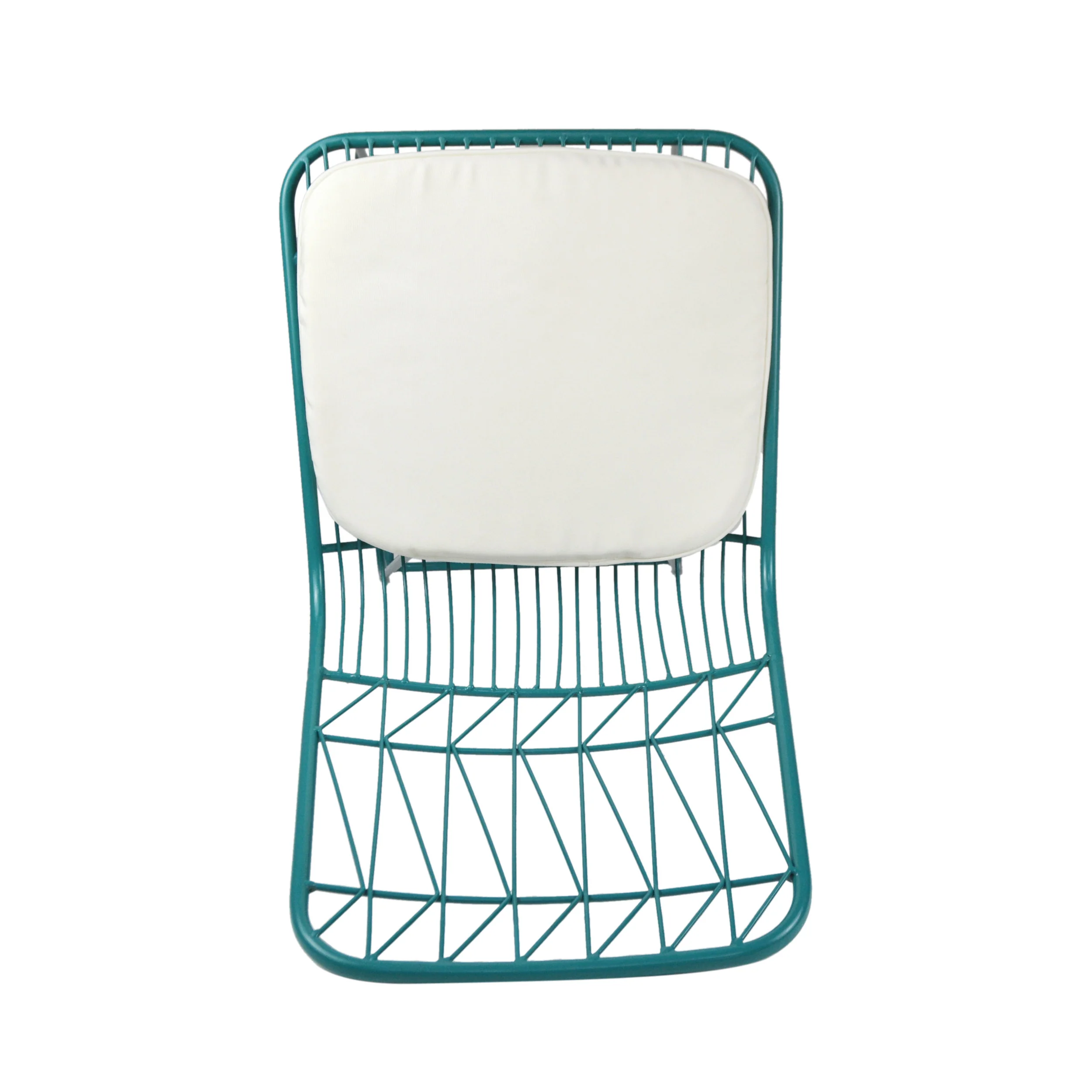 Hedy Outdoor Wire Counter Stools with Cushions (Set of 2), Teal and Ivory - furnishings