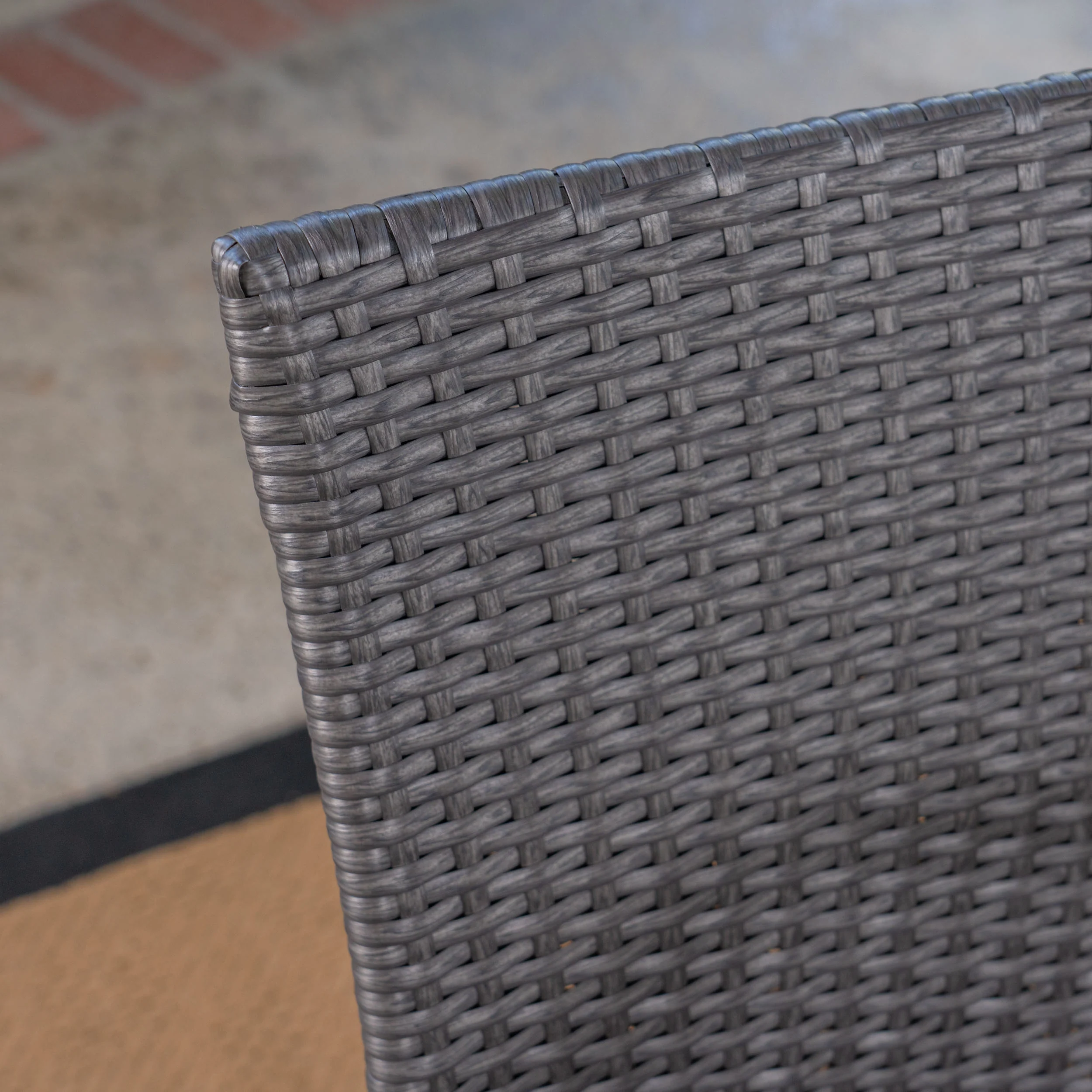 Jared Outdoor 3 Piece Wood and Wicker Bistro Set, Gray and Gray - furnishings