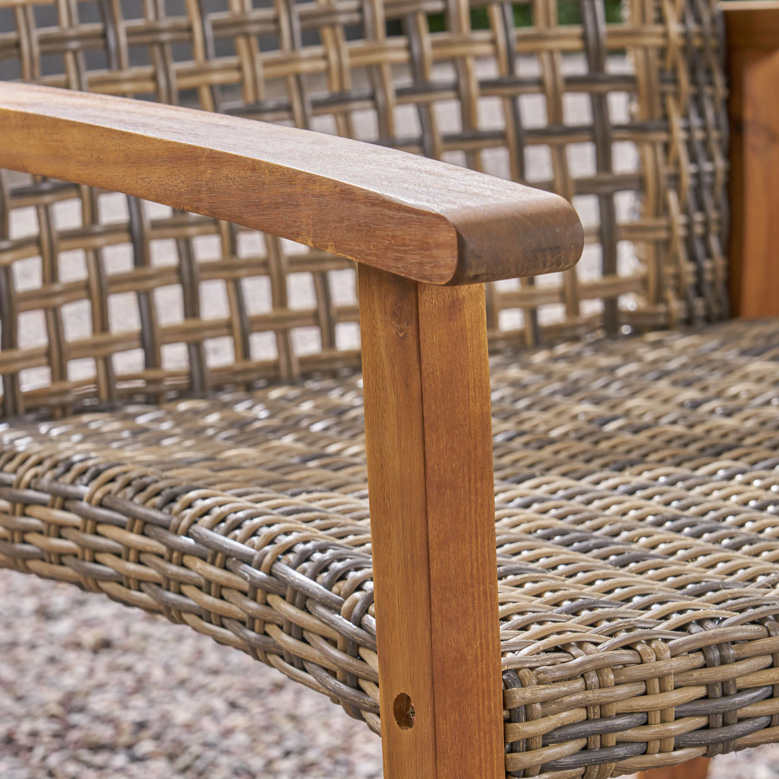 Levant Outdoor 4-Seater Wood and Wicker Club Chair Set with Fire Pit - furnishings