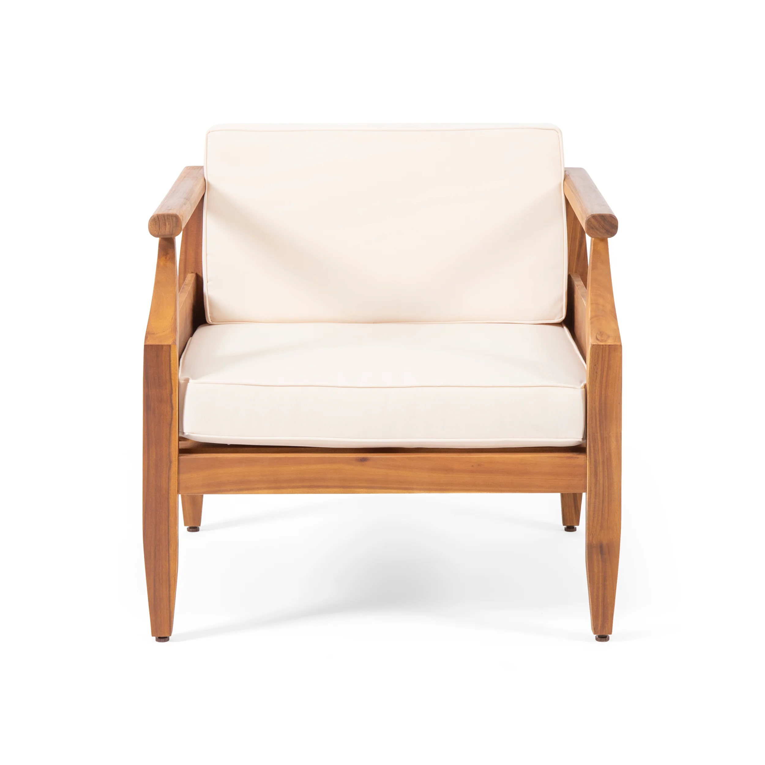 Bianca Outdoor Mid-Century Modern Acacia Wood Club Chair With Cushion - furnishings