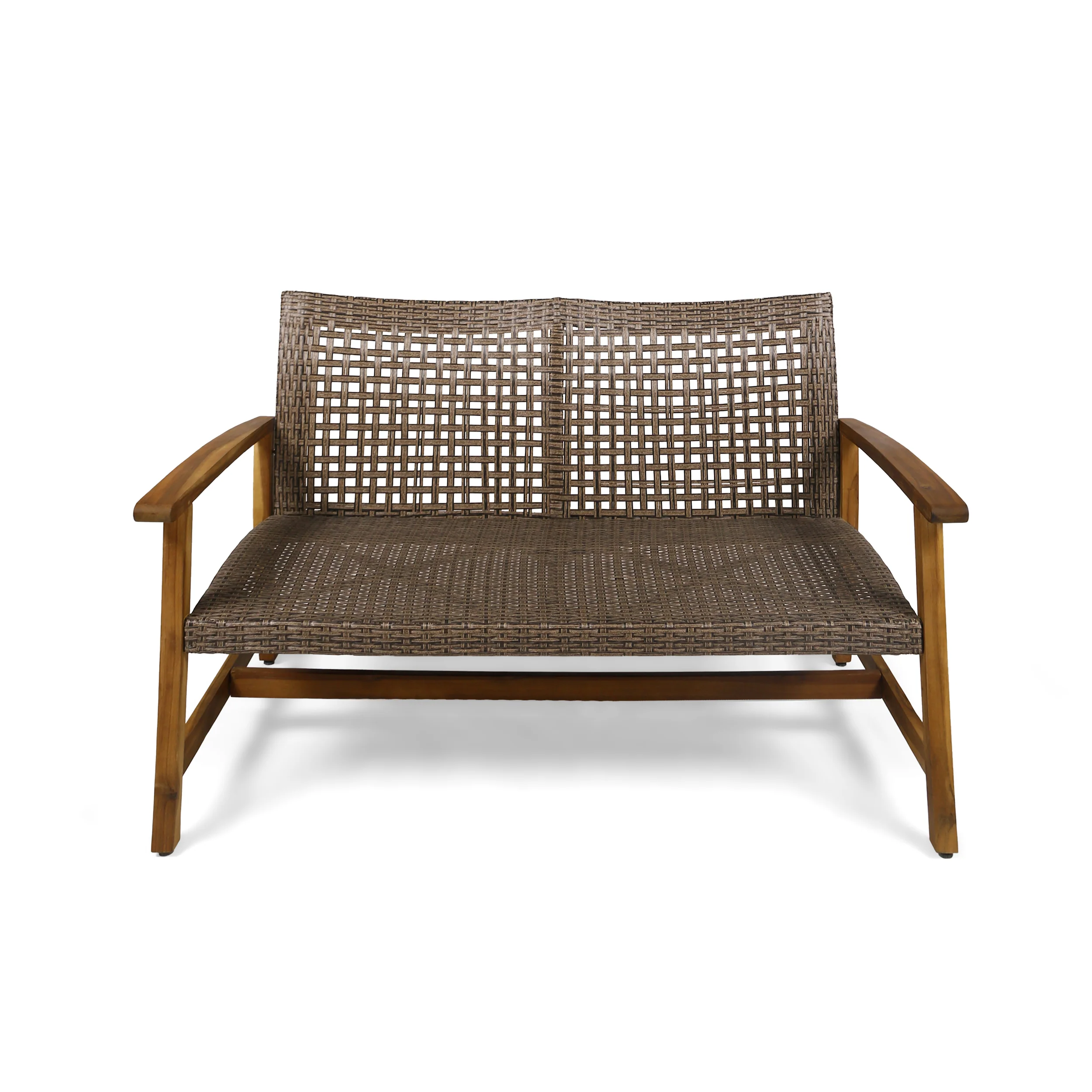 Levant Outdoor 4 Piece Wood and Wicker Chat Set with Fire Pit - furnishings