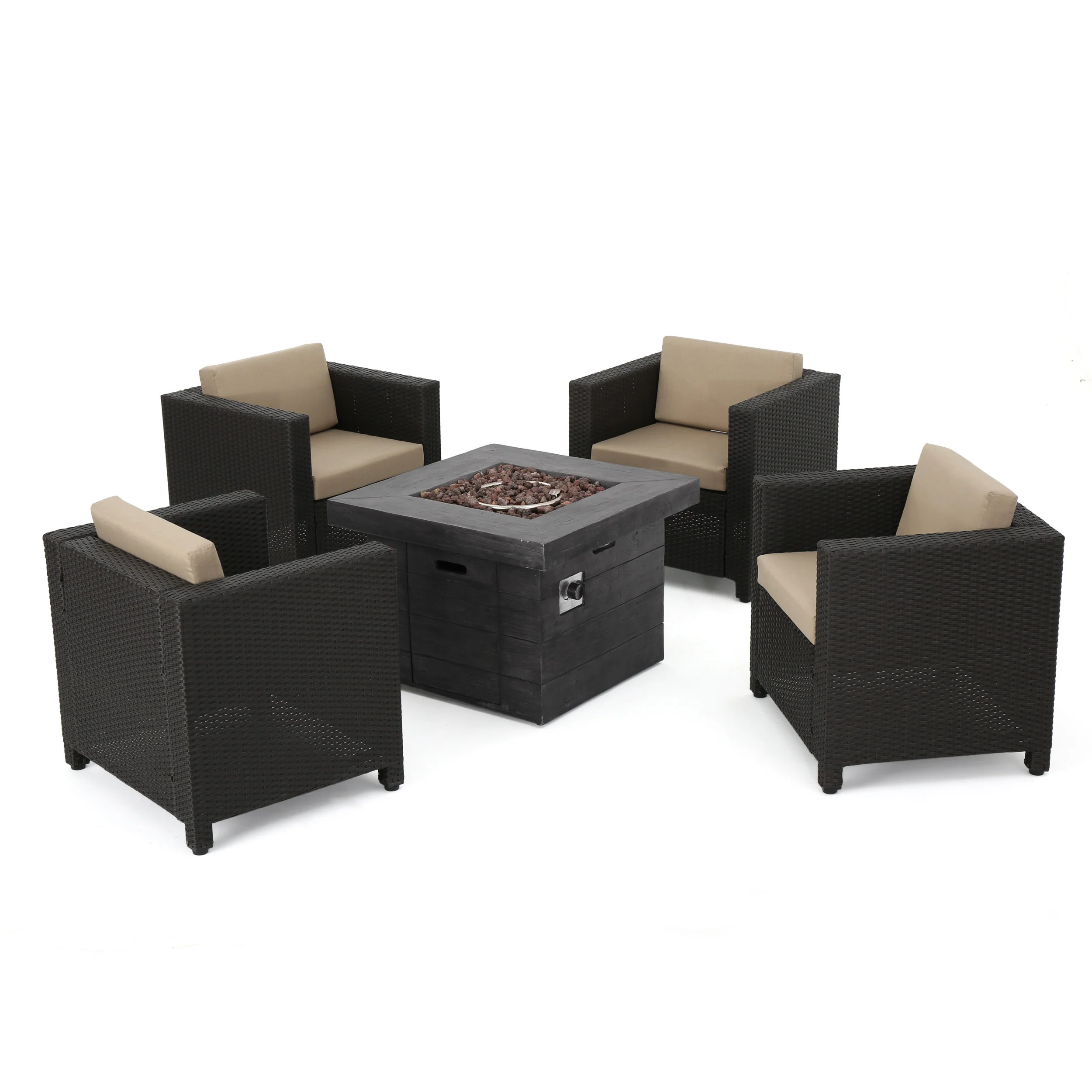 Venice 4-Seater Outdoor Fire Pit Chat Set - furnishings