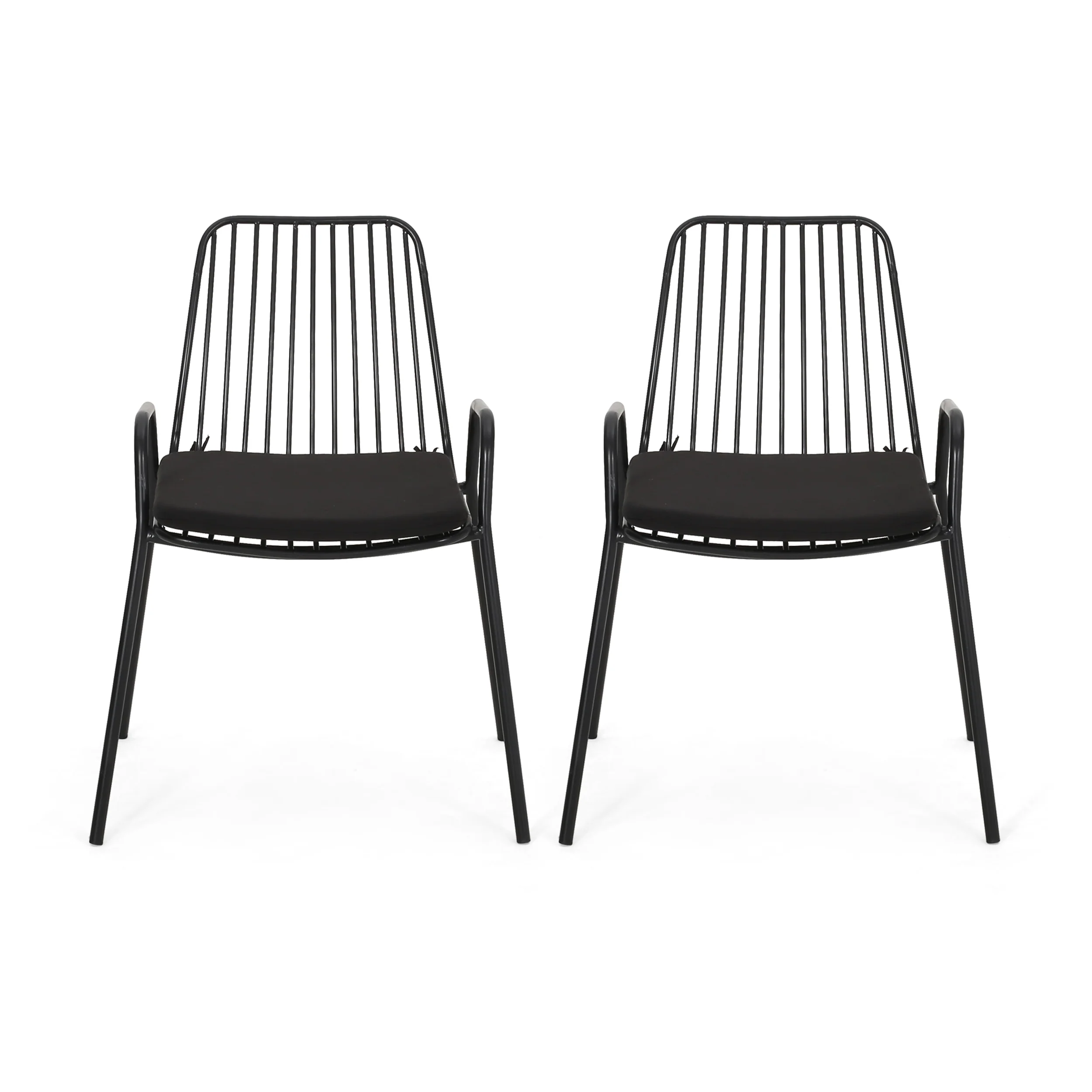 Ashwood Outdoor Modern Iron Club Chair with Cushion (Set of 2) - furnishings