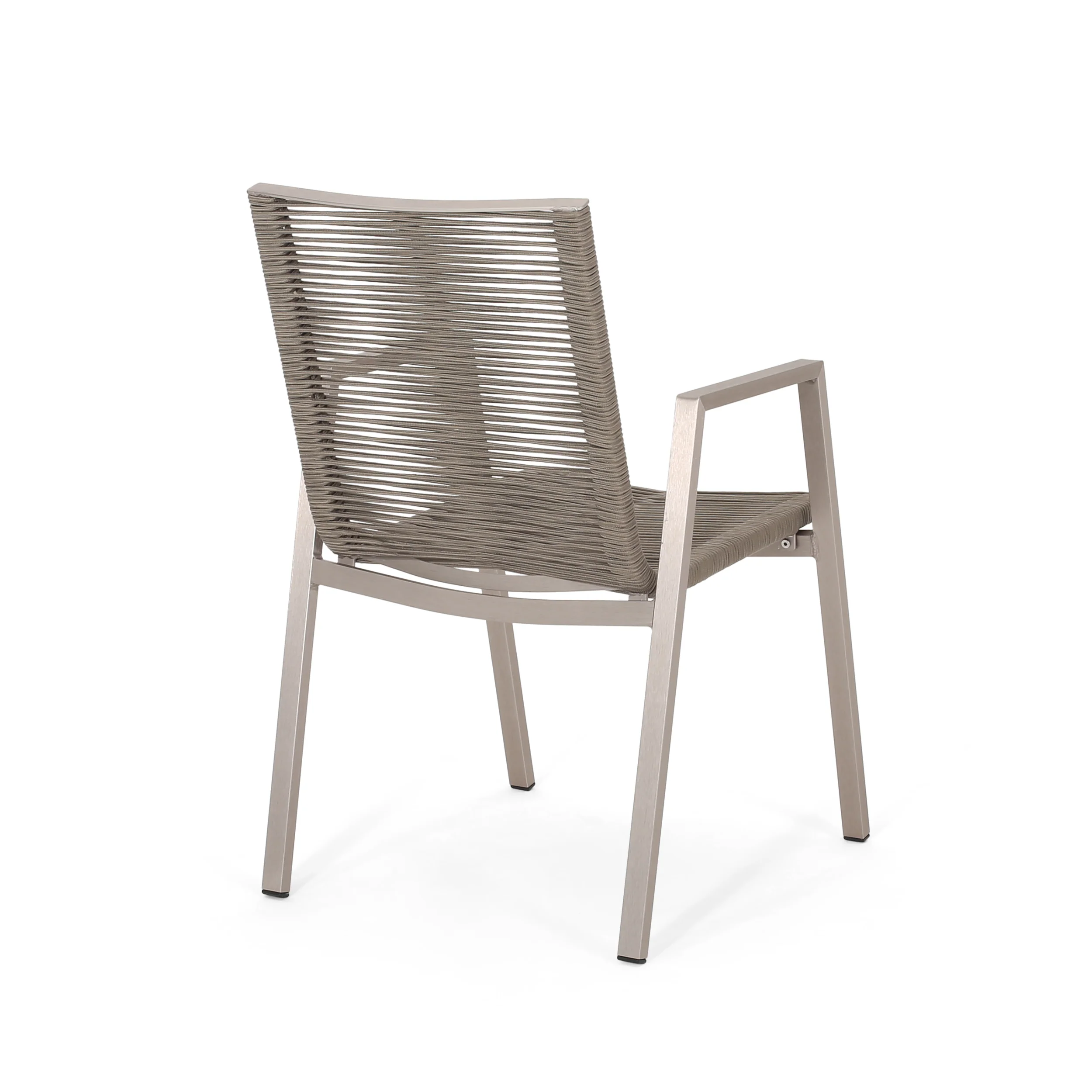 Kalli Outdoor Modern Aluminum Dining Chair with Rope Seat (Set of 2) - furnishings