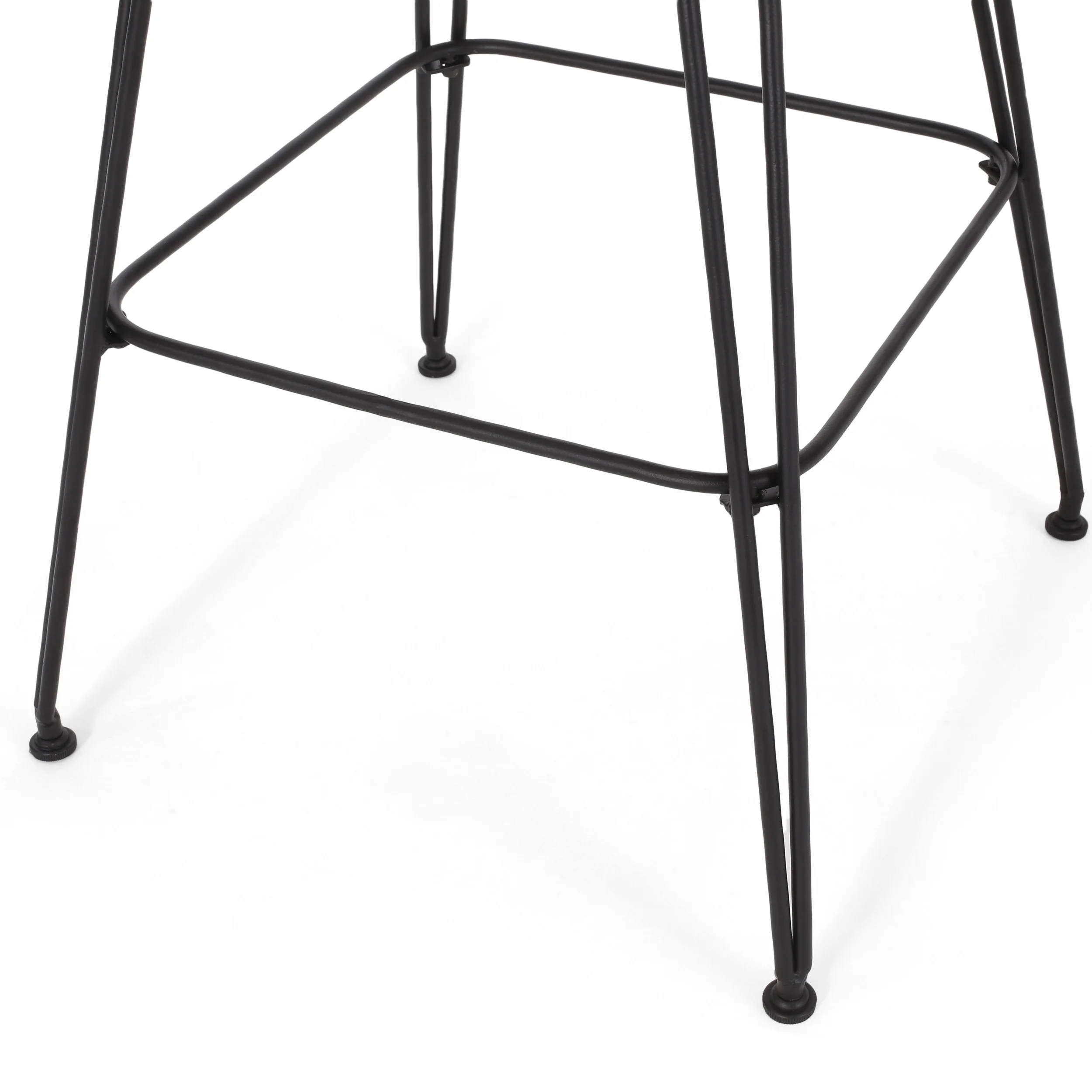 Pondway Outdoor Wicker and Iron Barstools with Cushion, Set of 4 - furnishings