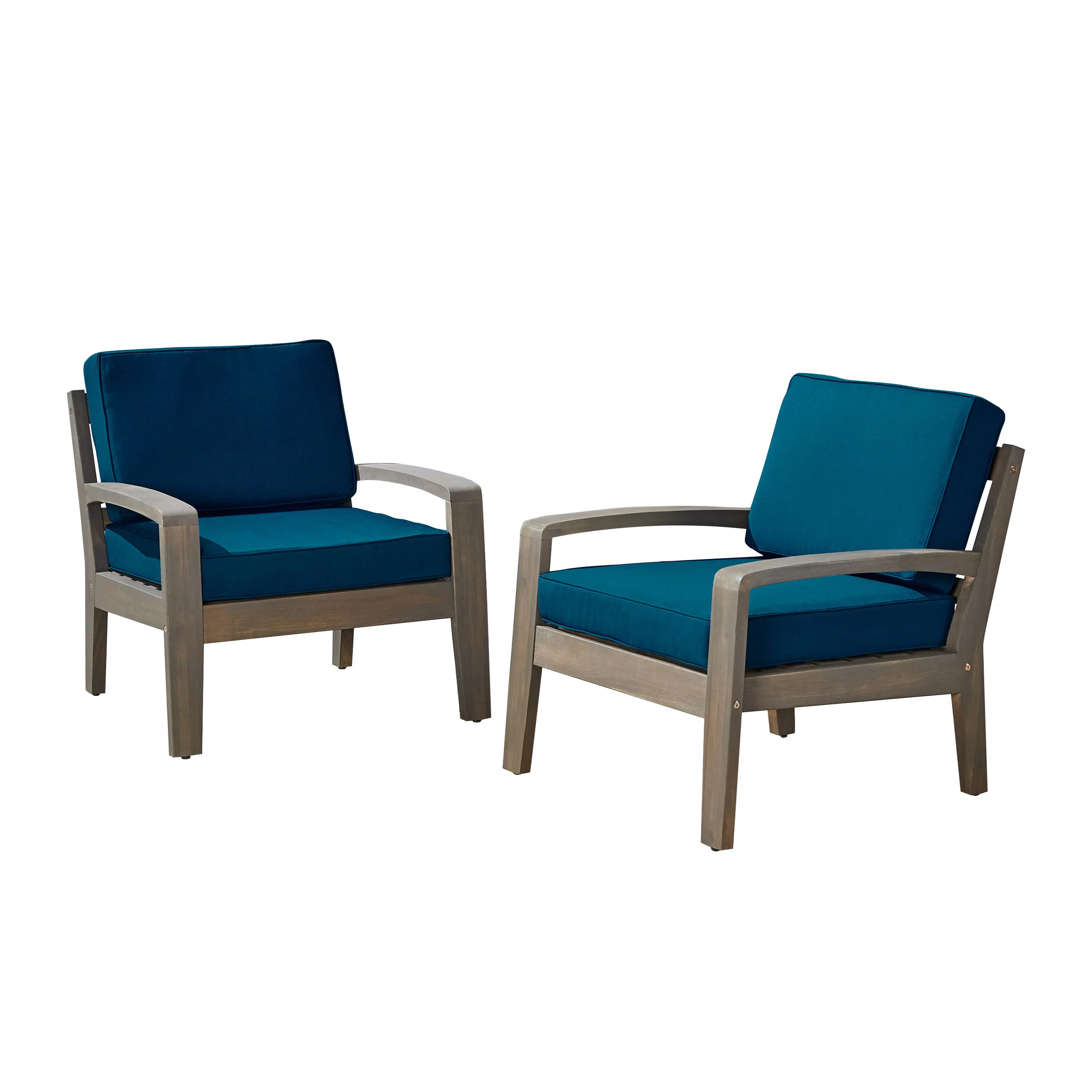 Parma Outdoor Acacia Wood Club Chairs with Cushions - furnishings