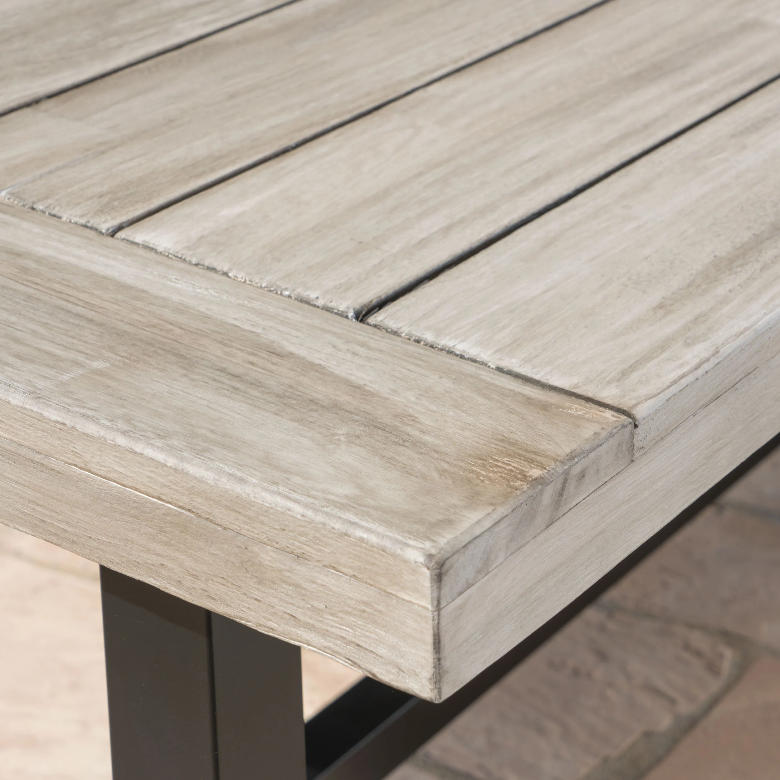 Bowman Outdoor Sandblast Finish Acacia Wood Dining Table with Metal Finish Frame - furnishings