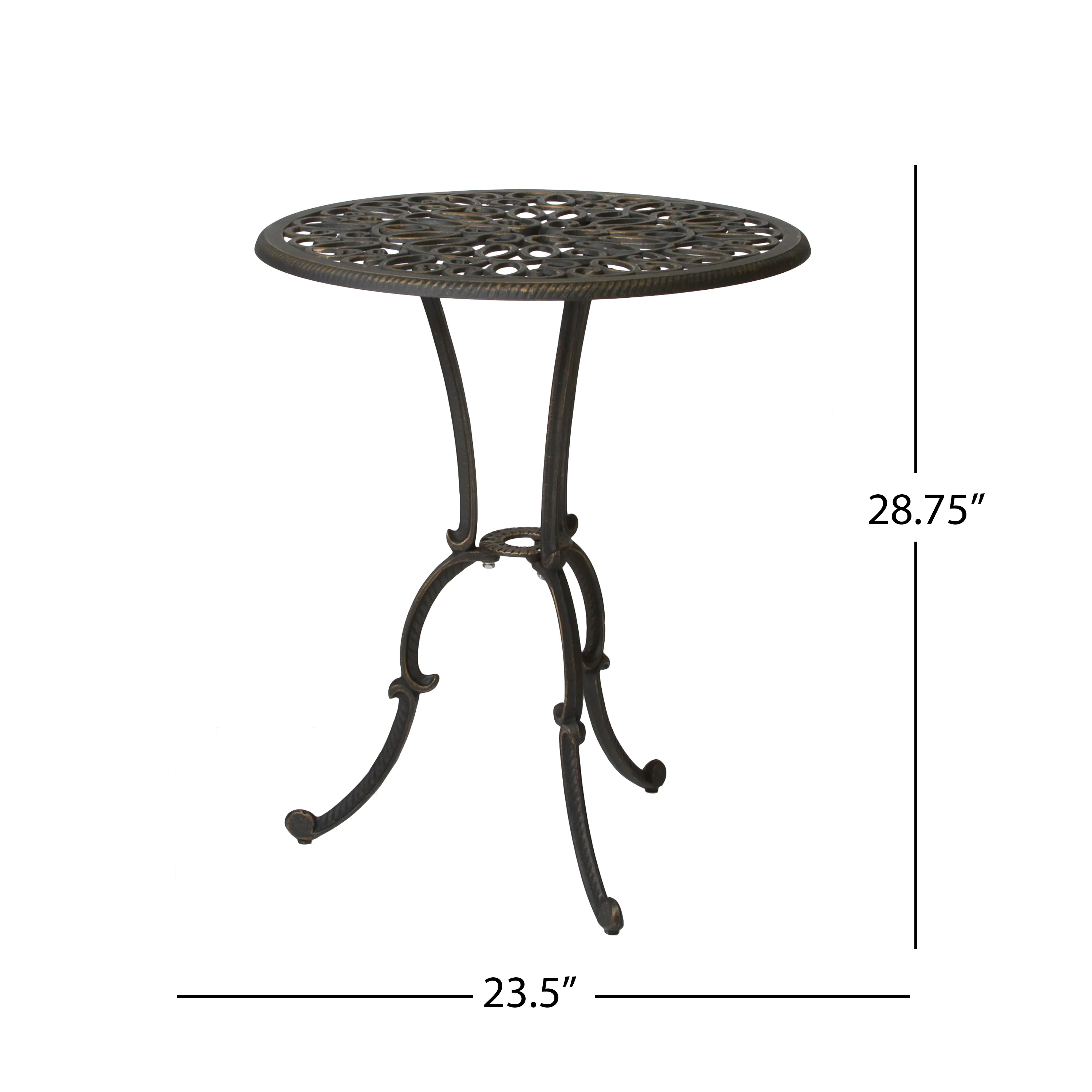 Windsor Dark Gold Cast Aluminum 3-piece Bistro Set - furnishings