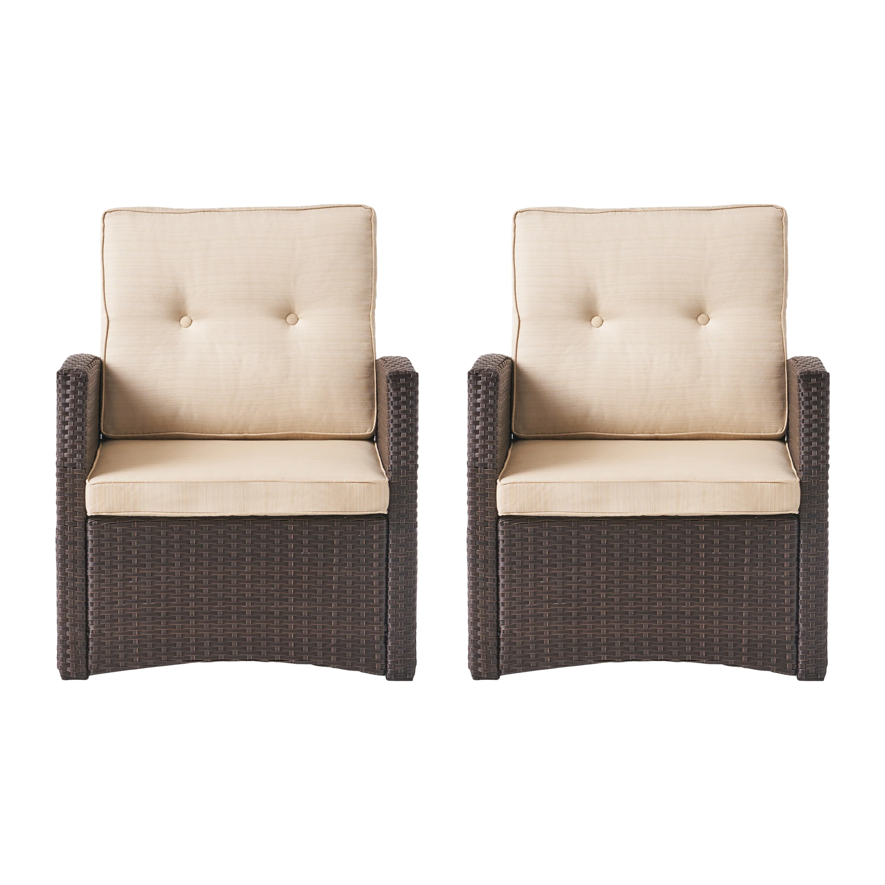 Nikki Outdoor Wicker Club Chairs with Cushions, Set of 2 - furnishings