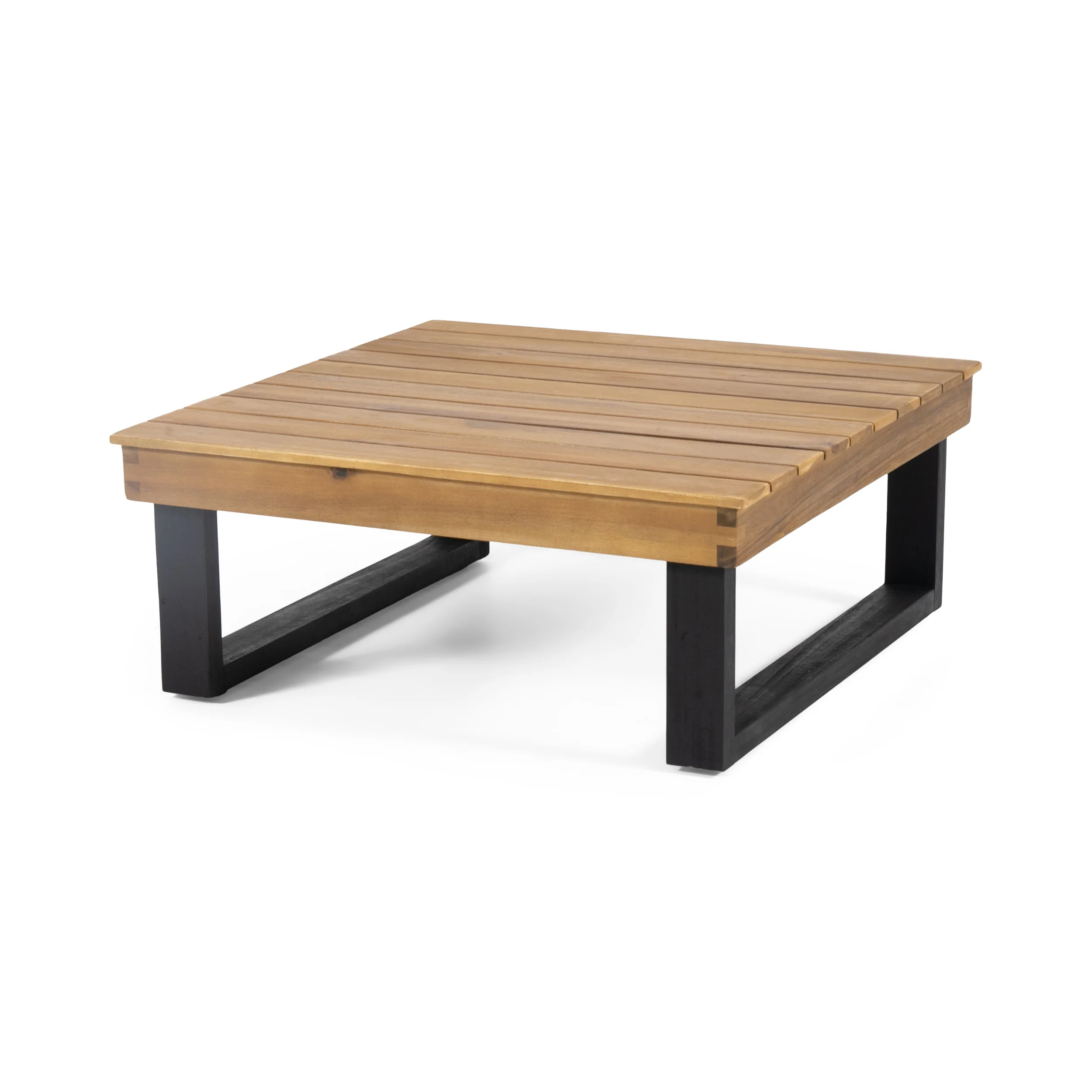 Sierra Outdoor Acacia Wood 5 Seater Sofa Sectional with Water-Resistant Cushions - furnishings