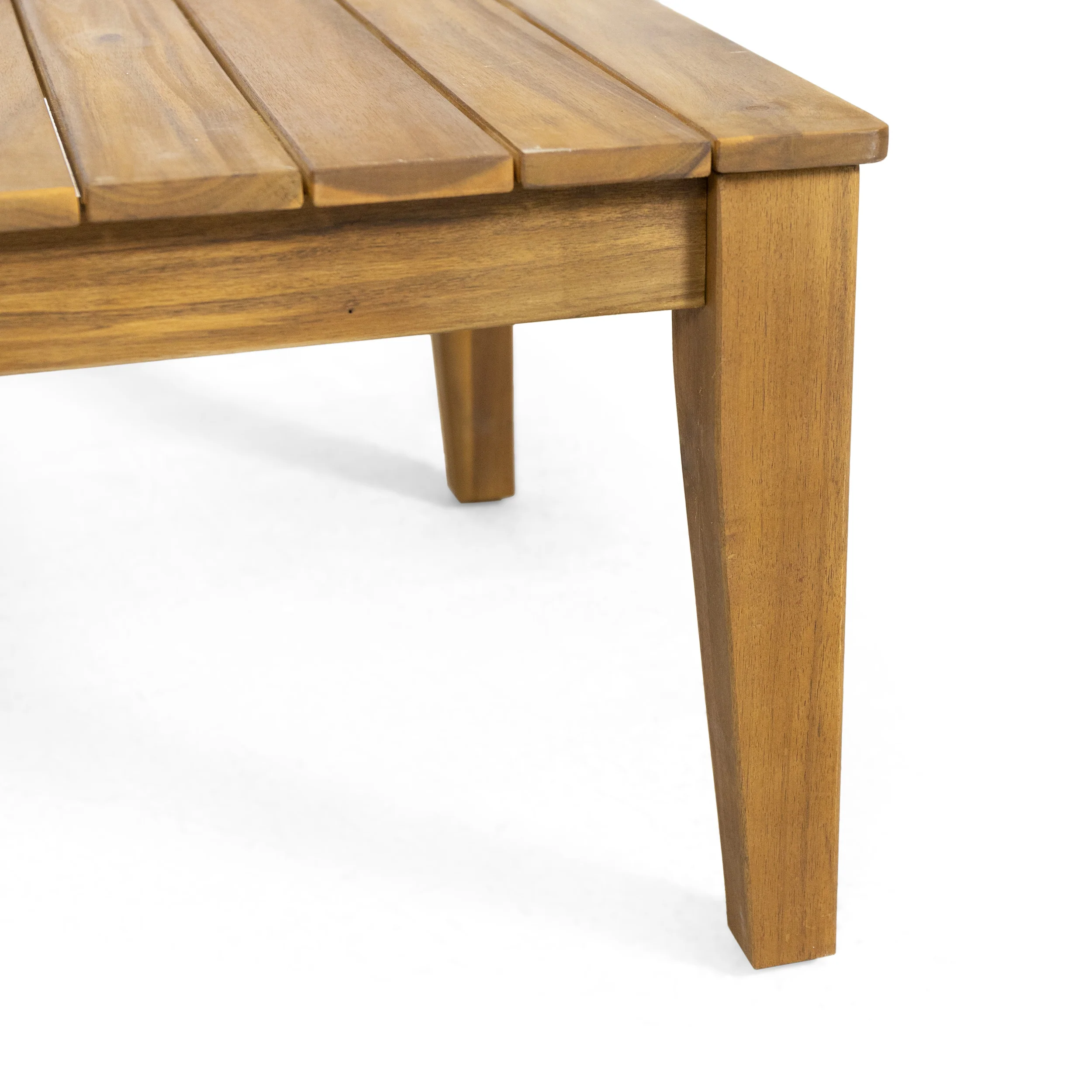 Camak Rossville Outdoor Acacia Wood Chat Set, Teak and Beige - furnishings