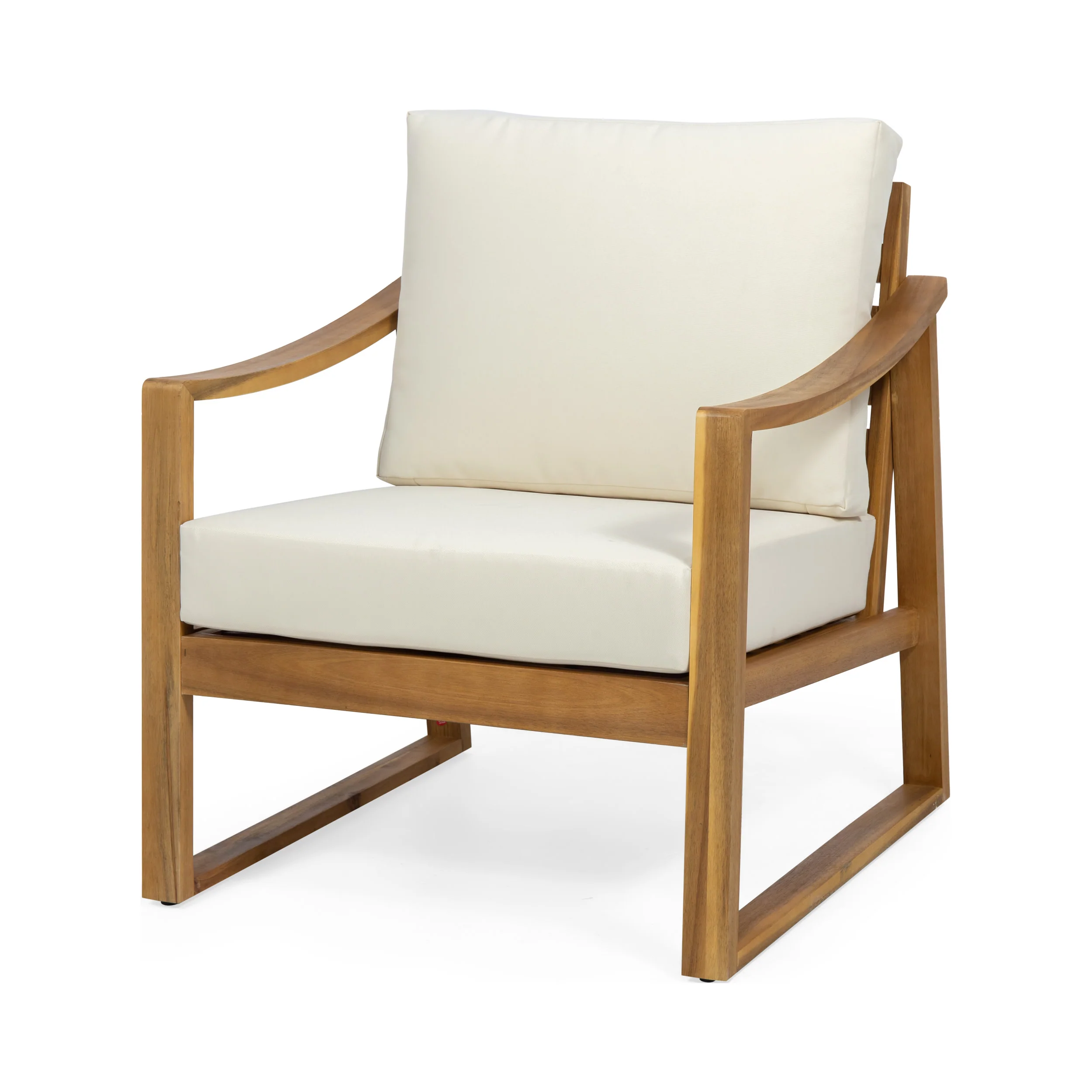 Johnlucas Outdoor Acacia Wood Club Chair with Cushion - furnishings