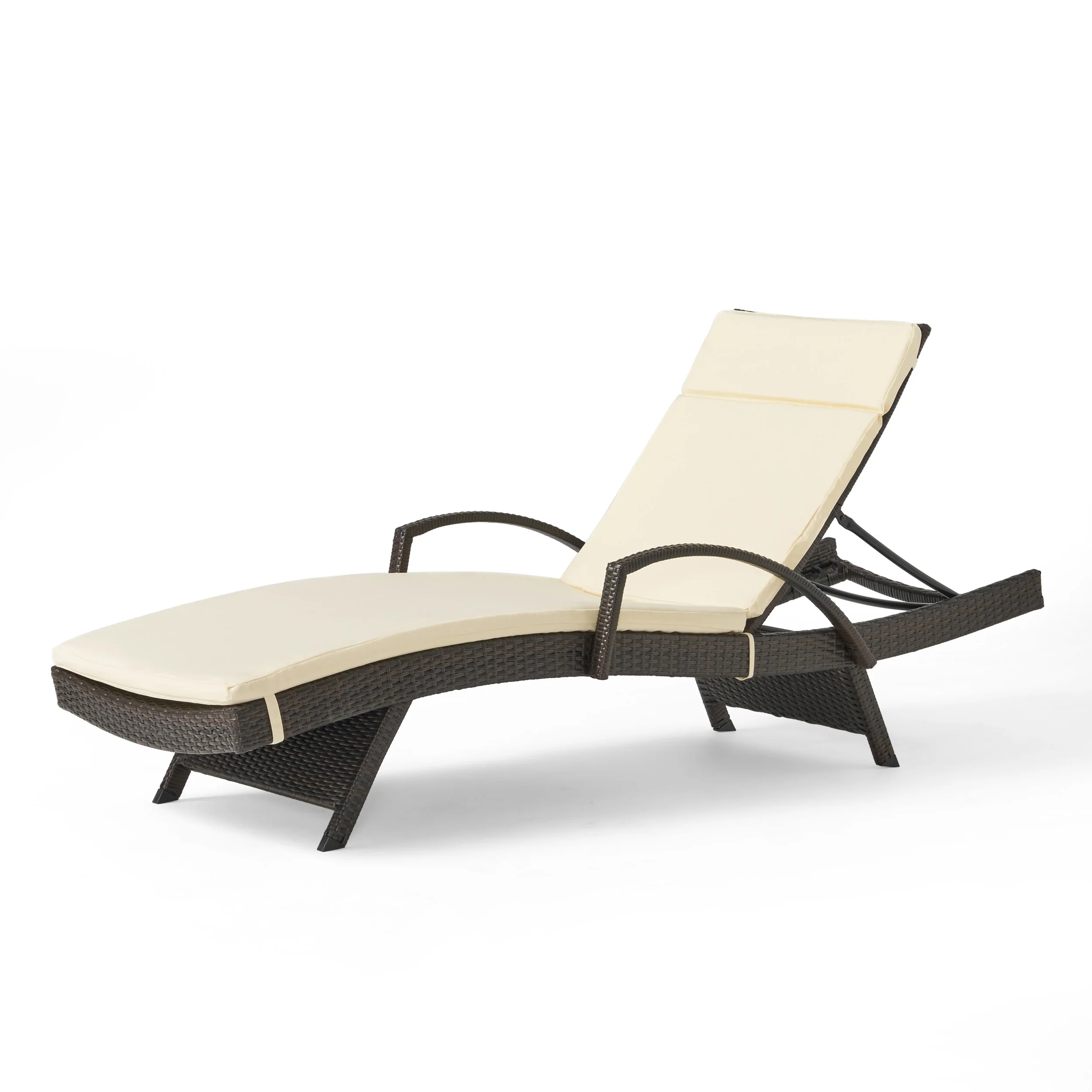 Lakeport Outdoor Adjustable Armed Chaise Lounge Chair w/ Cushion - furnishings