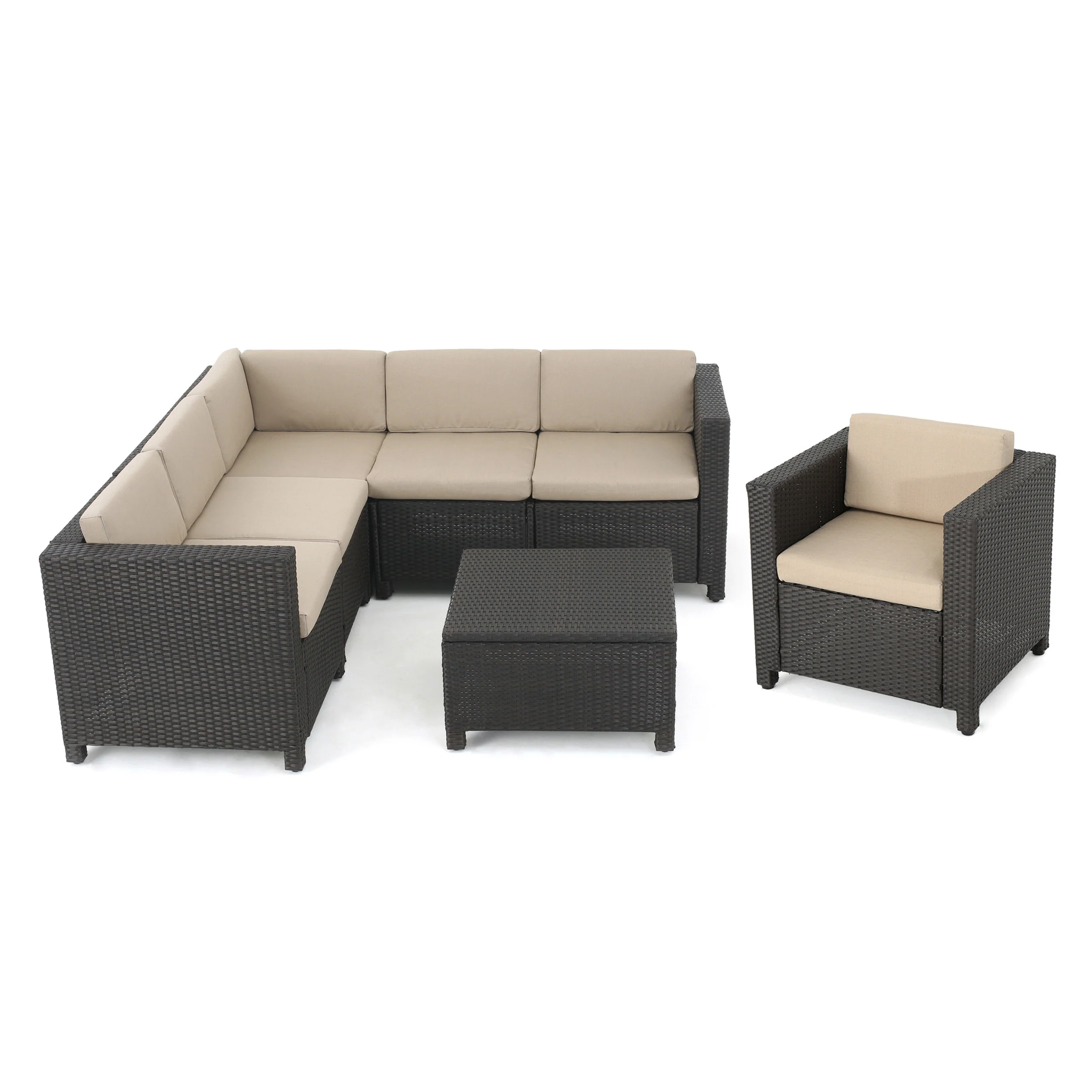 Venice 6-Seater Outdoor Sectional with Coffee Table - furnishings