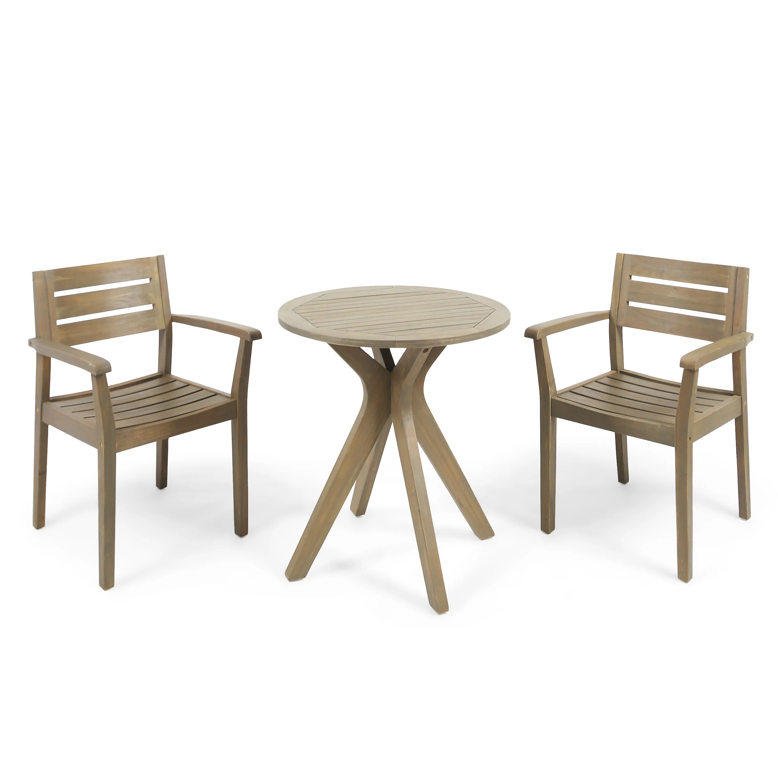 Stanford Outdoor 3 Piece Acacia Wood Bistro Set - furnishings