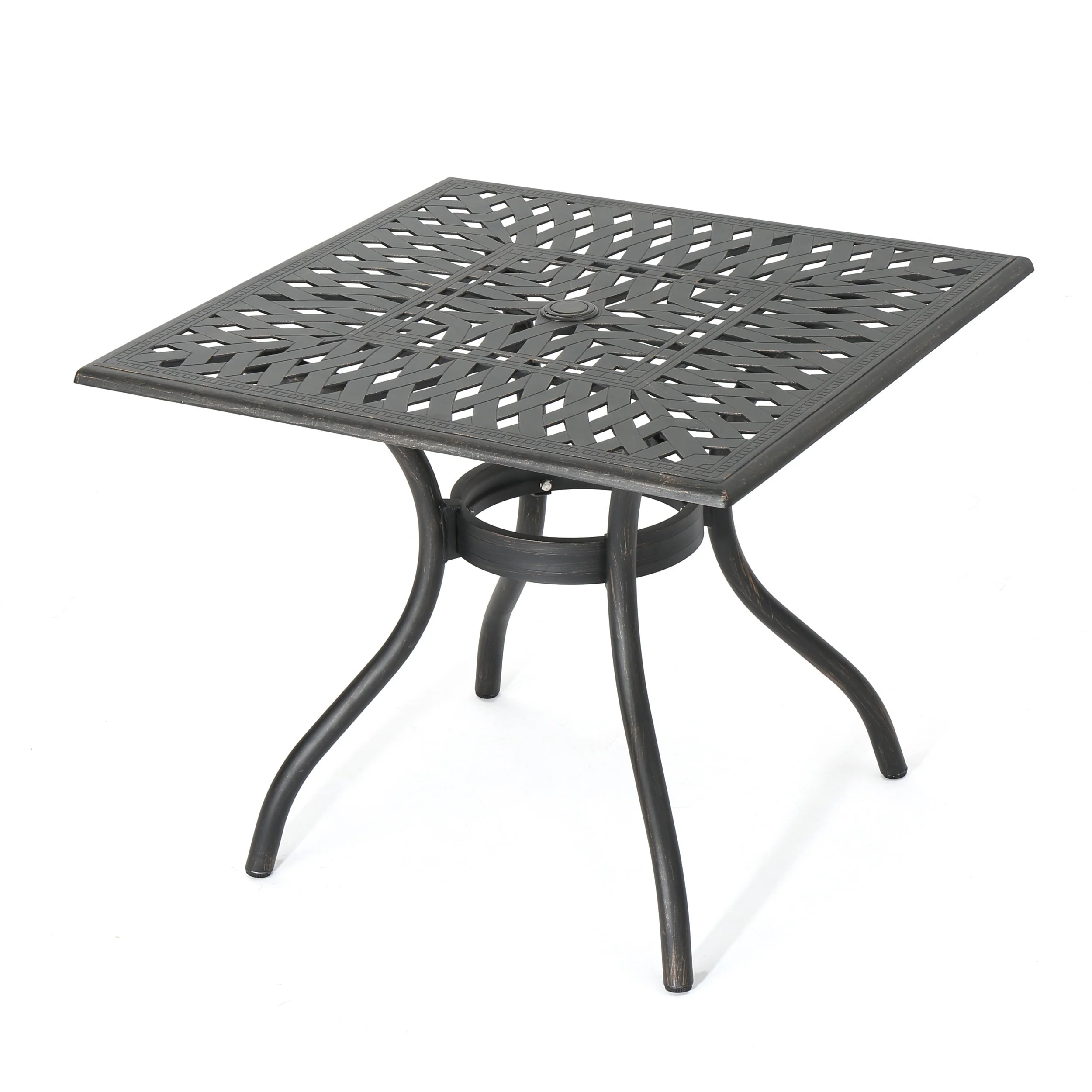 Carlton Outdoor Patina Copper Cast Aluminum Square Dining Table - furnishings