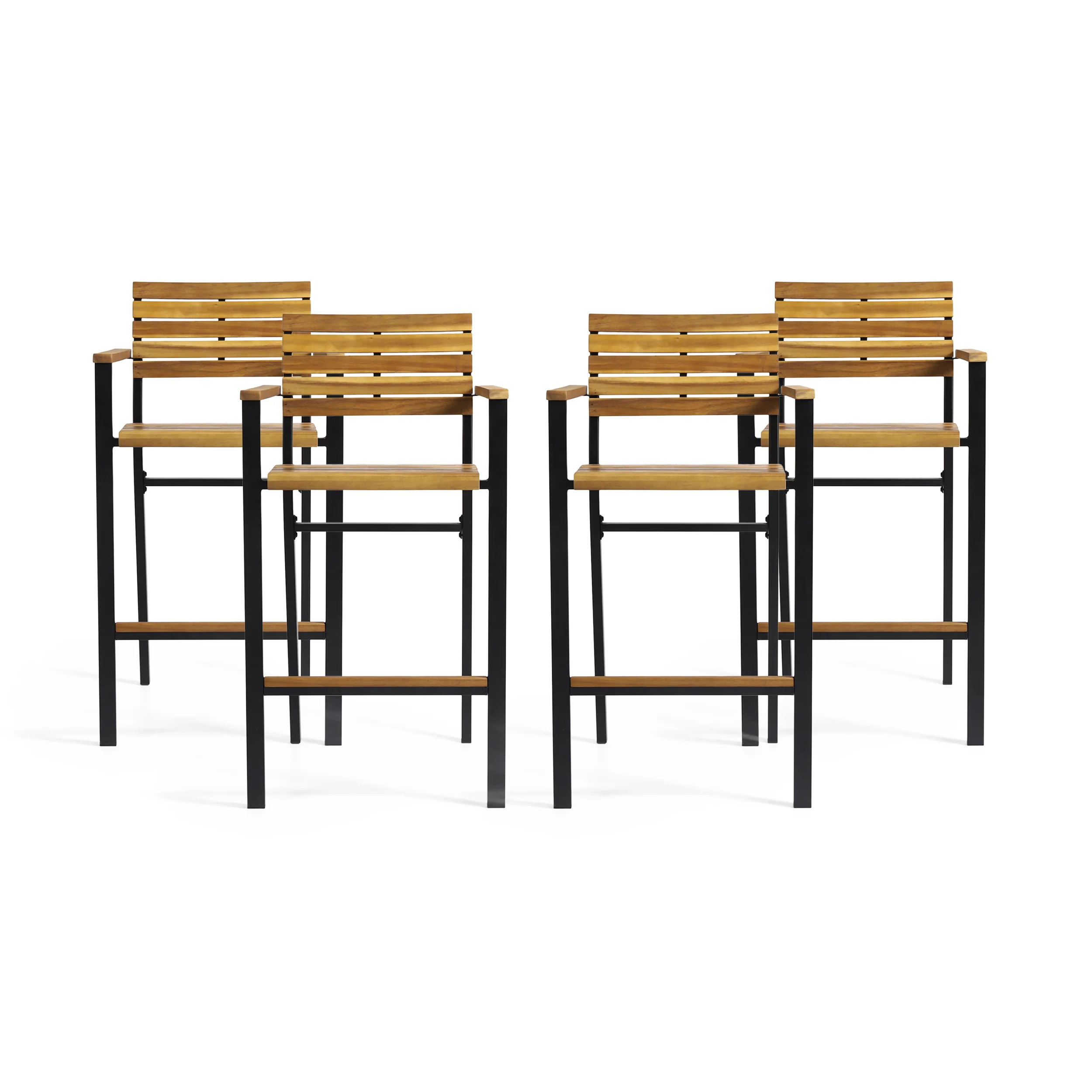 Darryn Modern Industrial Acacia Wood Barstool (Set of 4) - furnishings