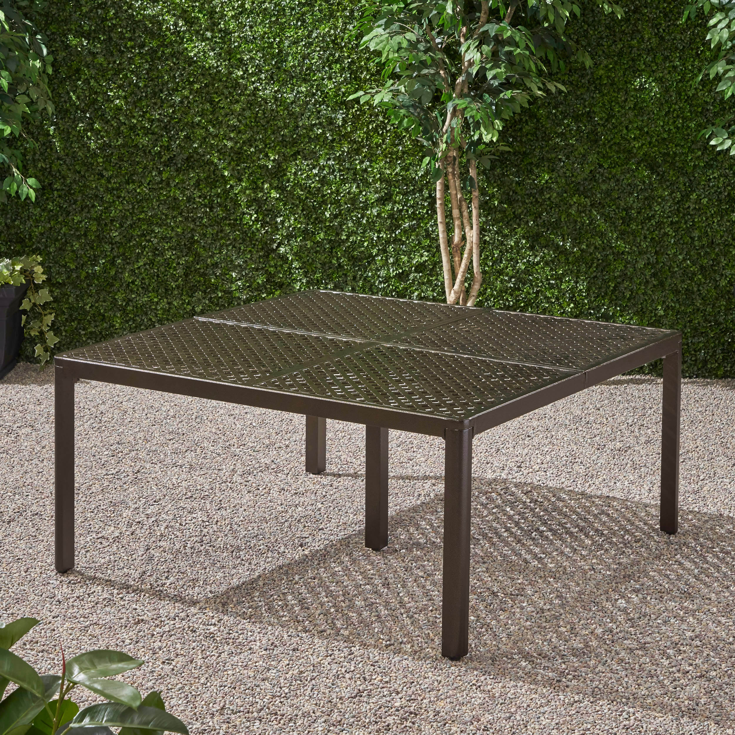 Frisco Modern Aluminum Dining Table with Woven Accents - furnishings