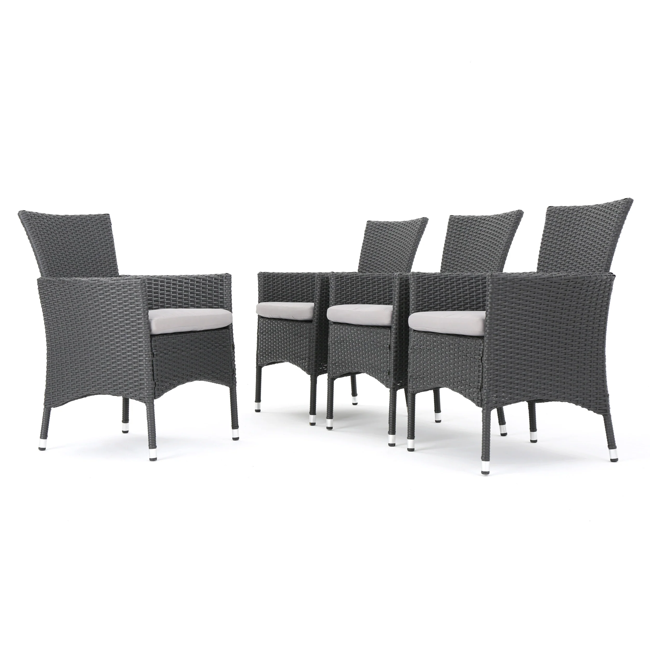 Brascha Contemporary Outdoor PE Wicker Dining Chairs w/ Cushions - furnishings