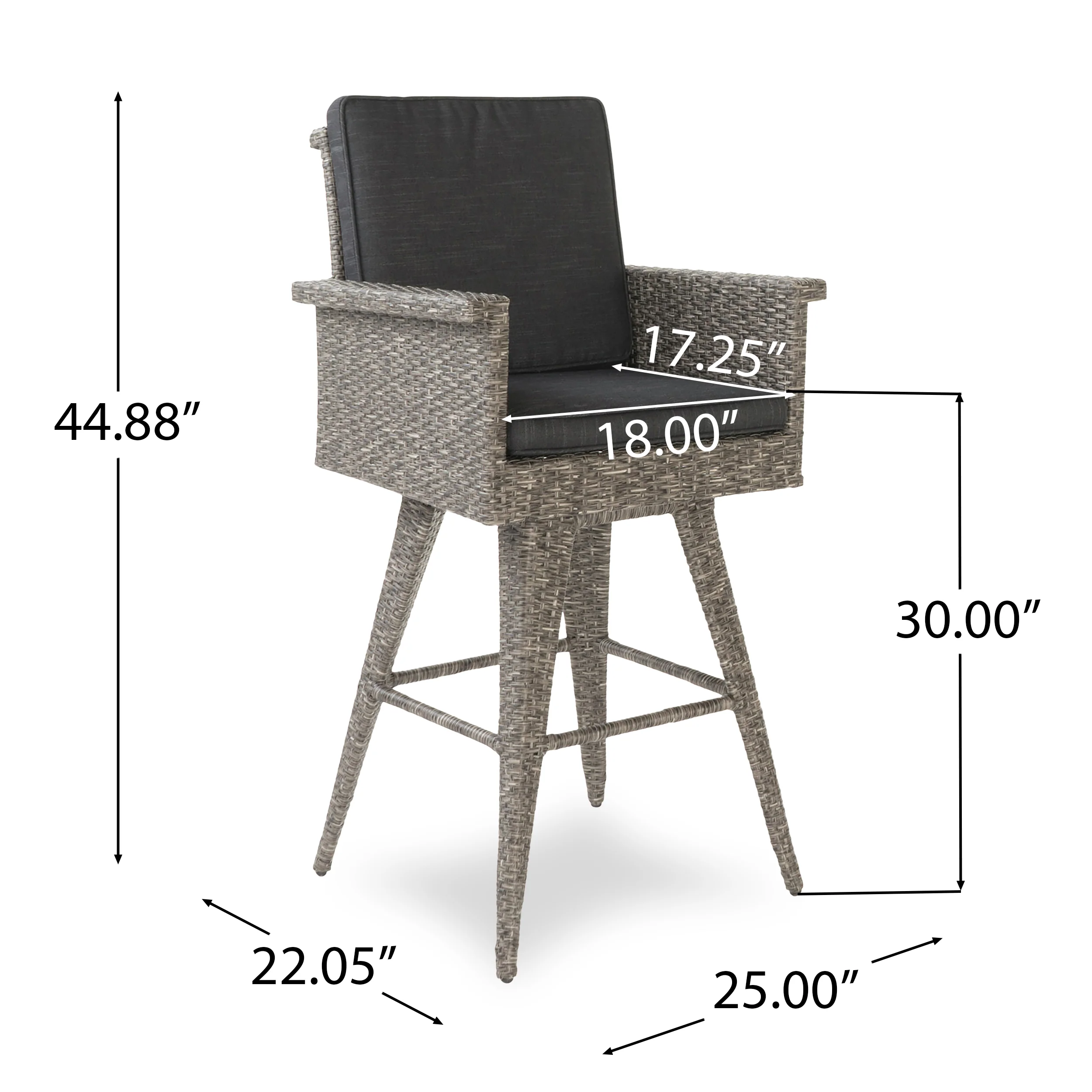 Budva 30-Inch Outdoor Gray Wicker Barstool (set of 2) - furnishings