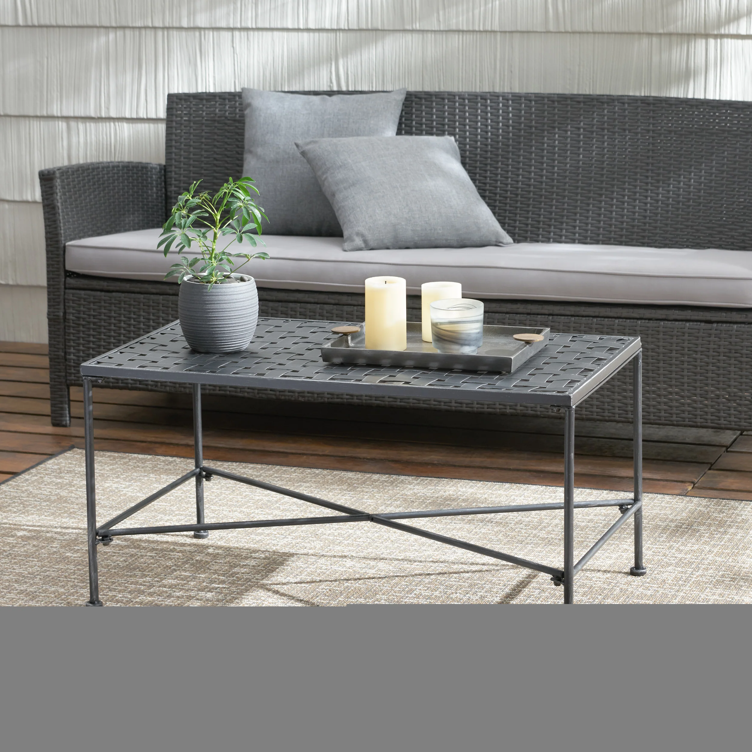Kent Outdoor Black Iron Coffee Table - furnishings