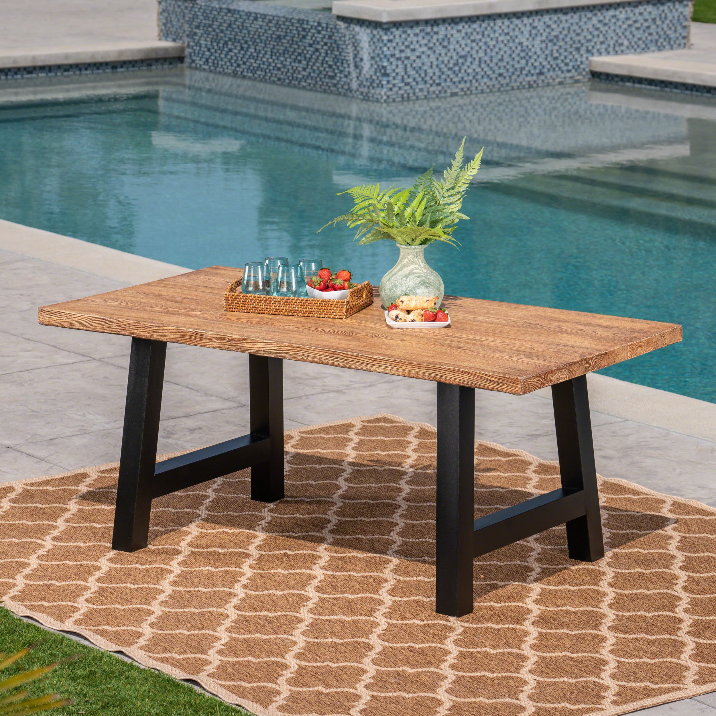 Edward Outdoor Light Weight Concrete Dining Table - furnishings
