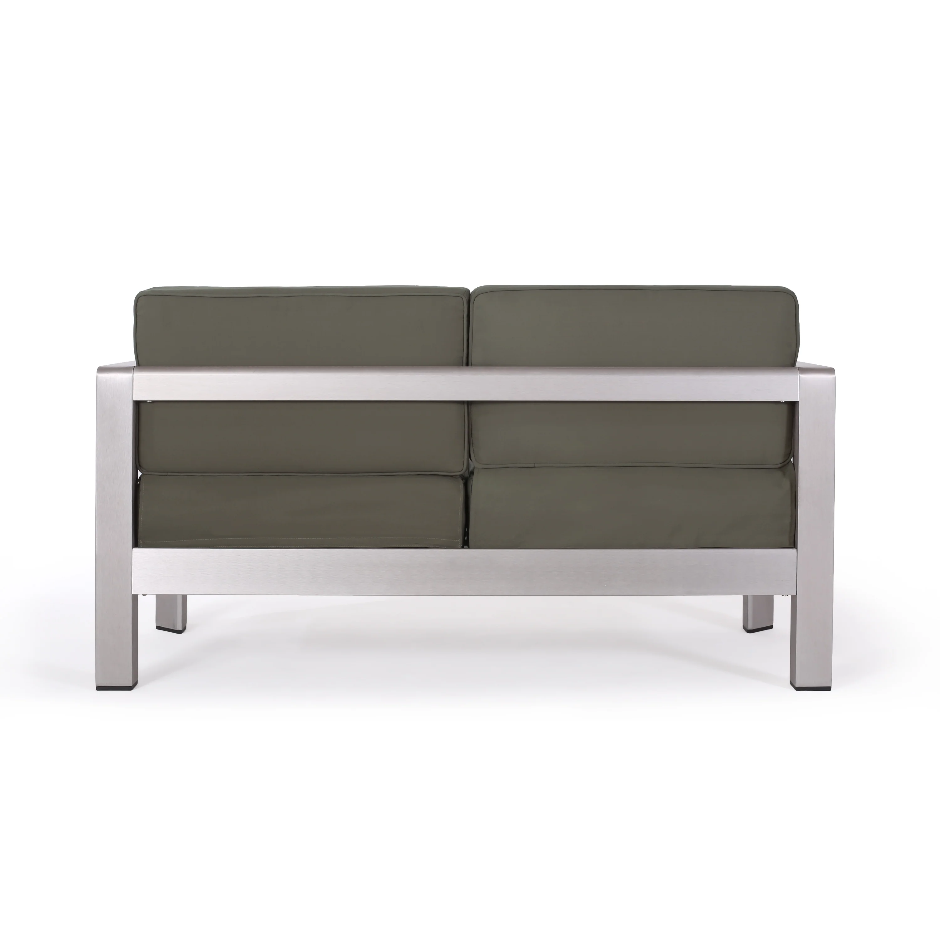 Gianelle Outdoor Modern 4 Seater Aluminum Chat Set with Fire Pit and Tank Holder - furnishings