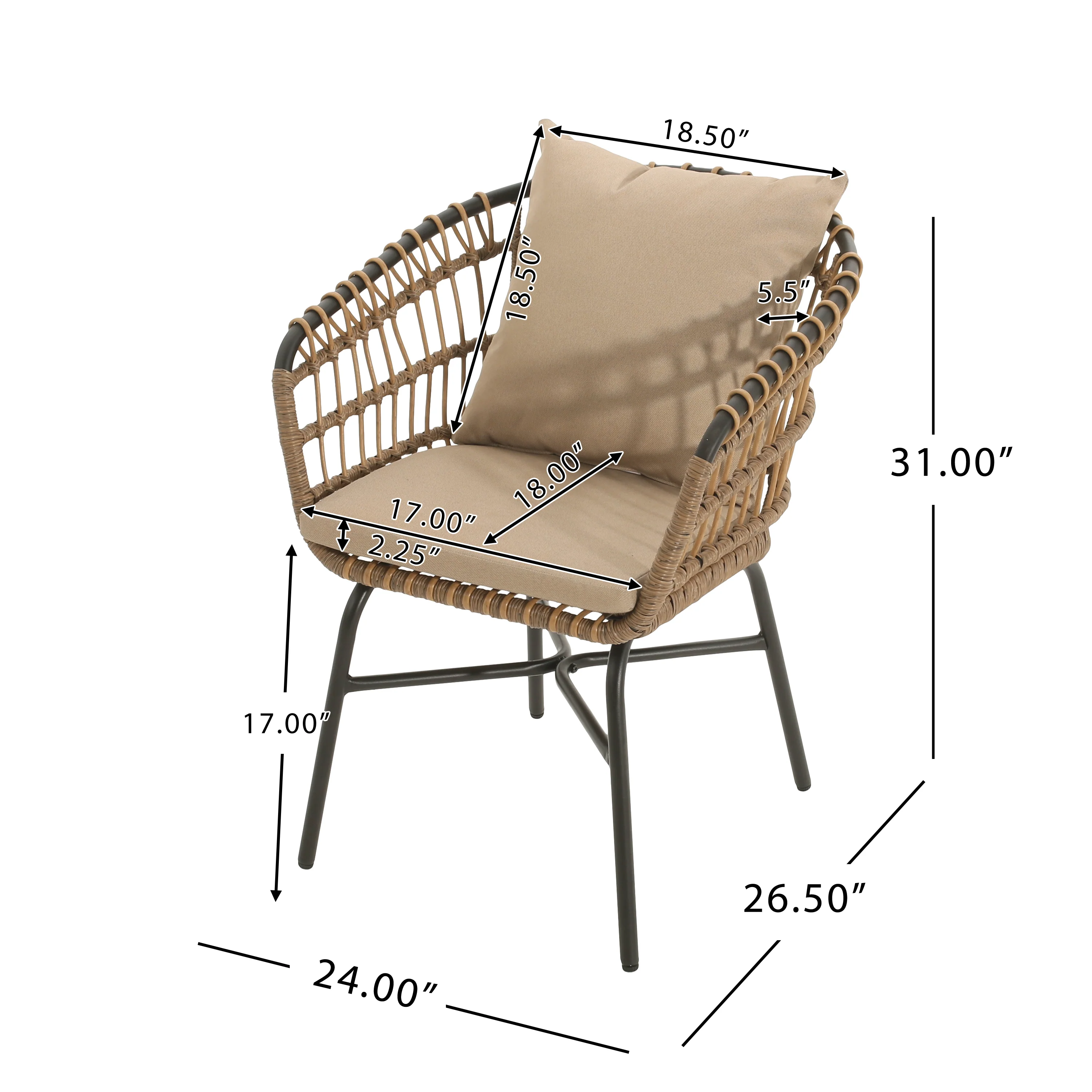 Luci Modern Outdoor Patio Dining Chairs - furnishings