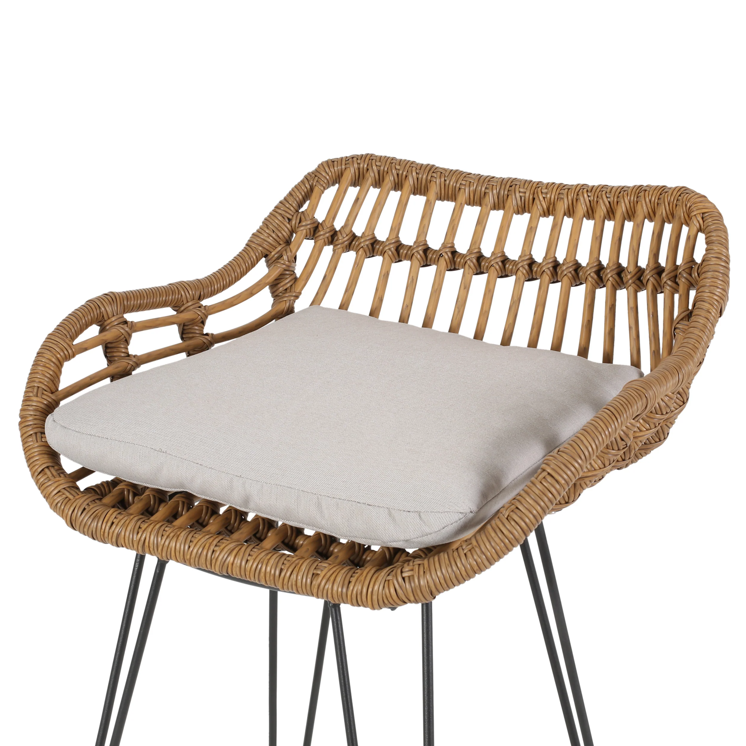 Lisa Outdoor Wicker Barstools with Cushions (Set of 2) - furnishings