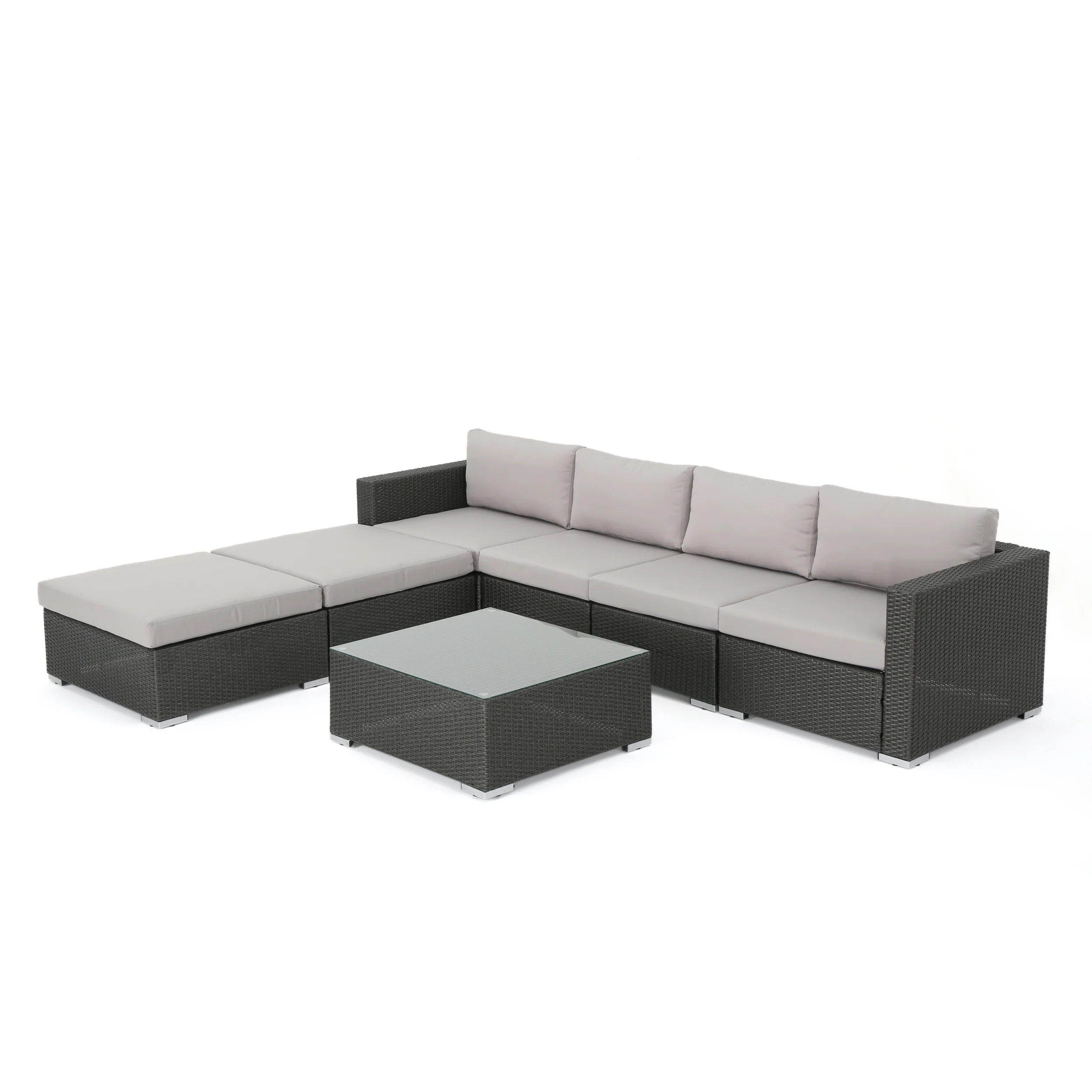 Francisco 7pc Outdoor Wicker Sectional w/ Cushions - furnishings
