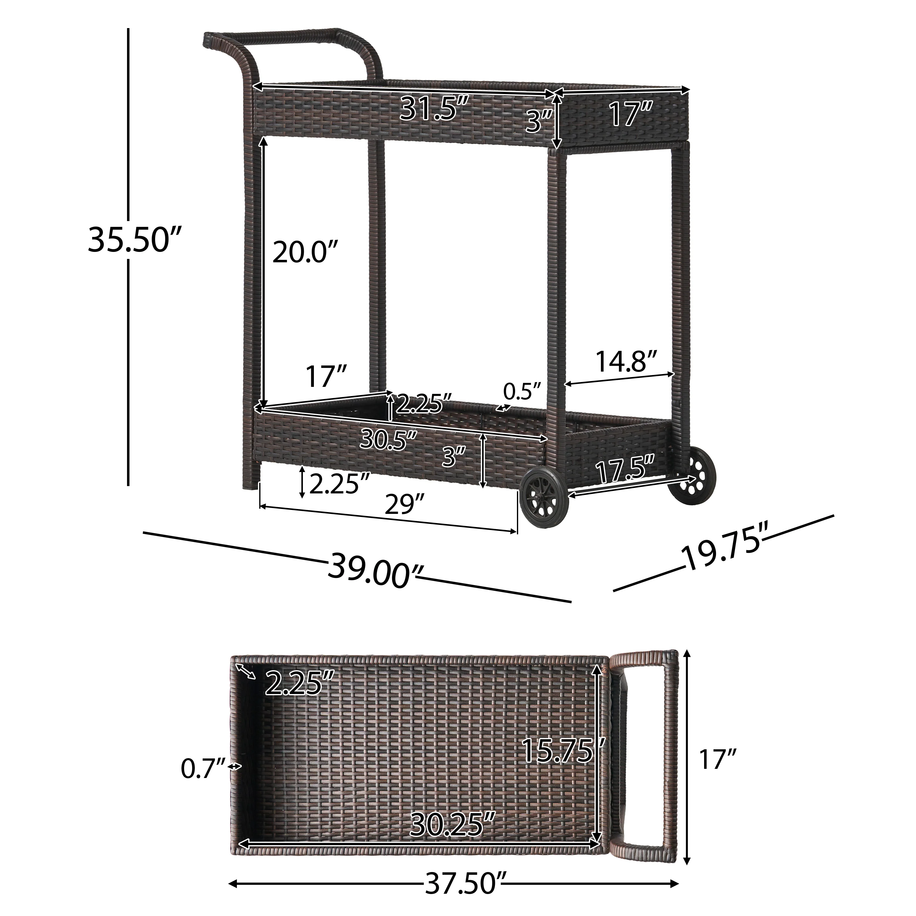 Baja Outdoor Wicker Bar Cart - furnishings