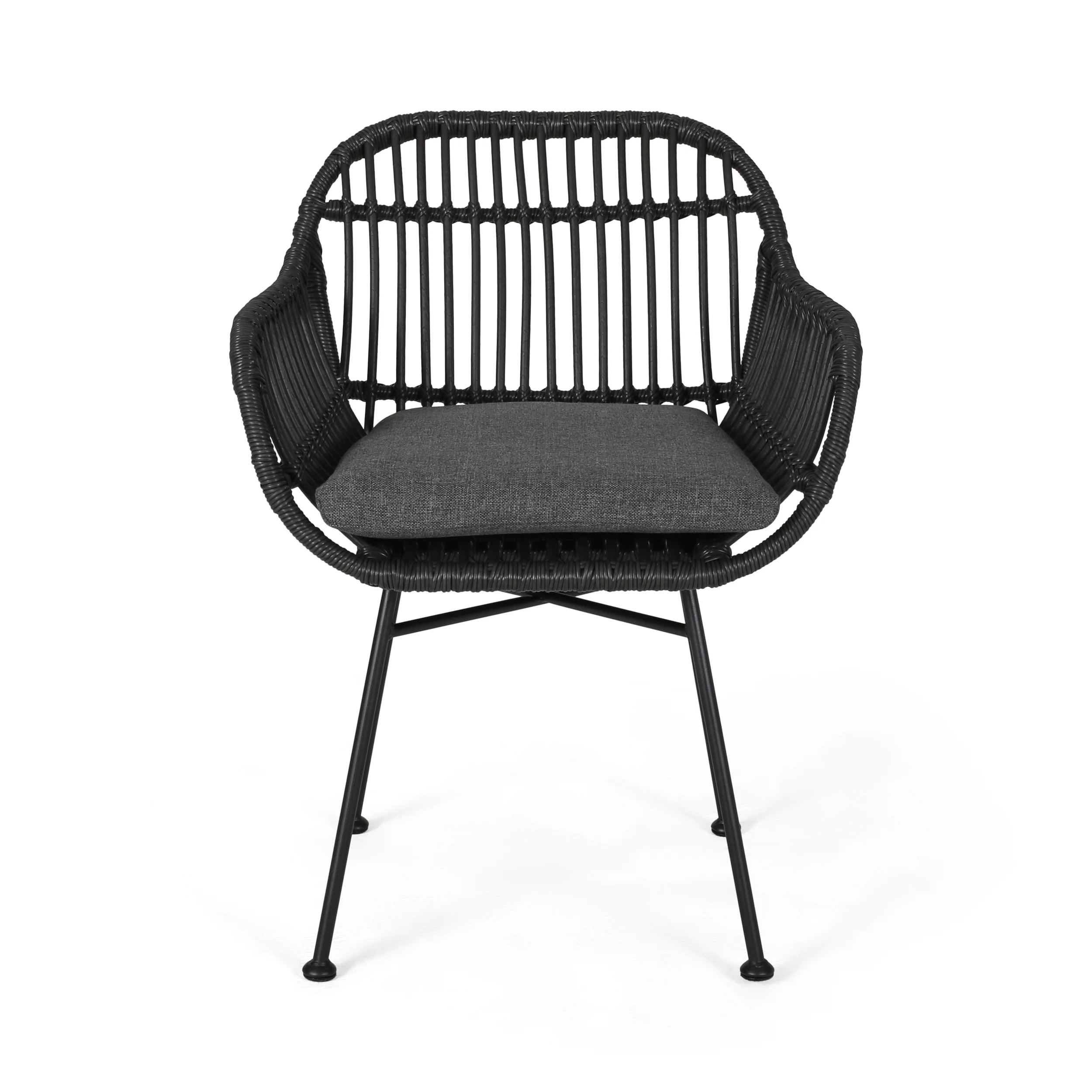 Rodney Outdoor Woven Faux Rattan Chairs with Cushions (Set of 2) - furnishings